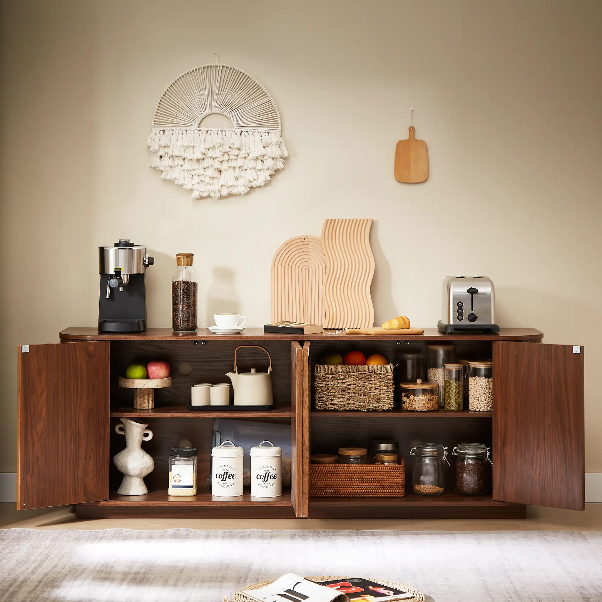 Sideboard Storage Cabinet TV Stand with Wave Pattern by HouseOfZazla