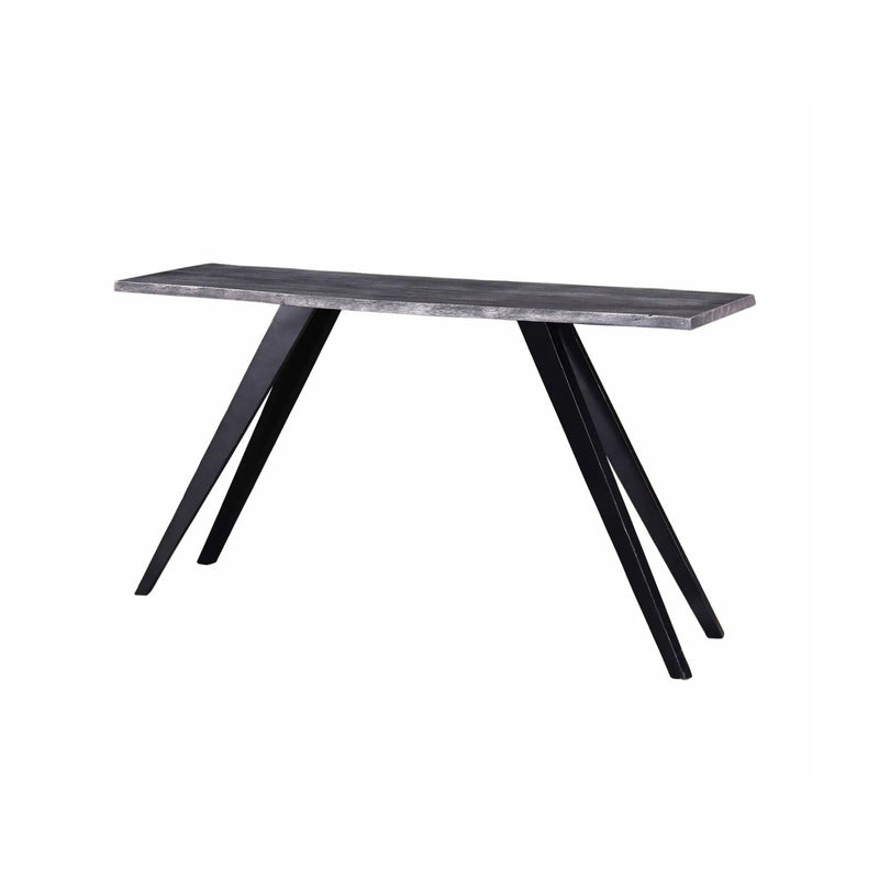 Acacia Wood And Metal Console Table, Live Edge, Angled Legs, Modern Living Room Furniture - Gray / Black by HouseOfZazla