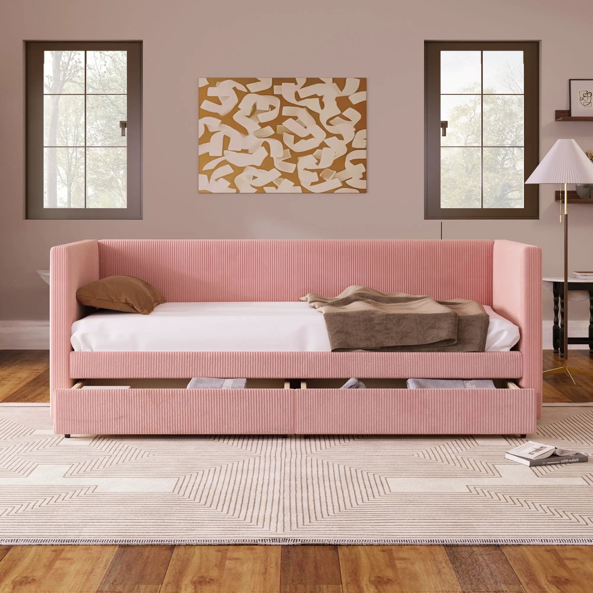Daybed With Two Drawers And Wood Slat by Unique Piece Furniture