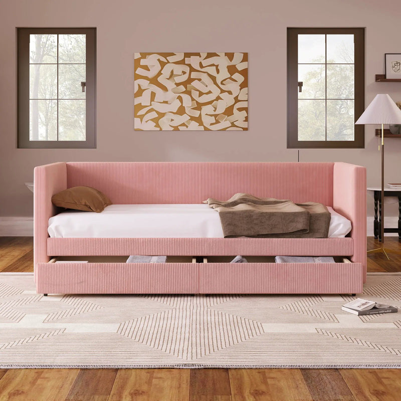 Daybed With Two Drawers And Wood Slat by Unique Piece Furniture