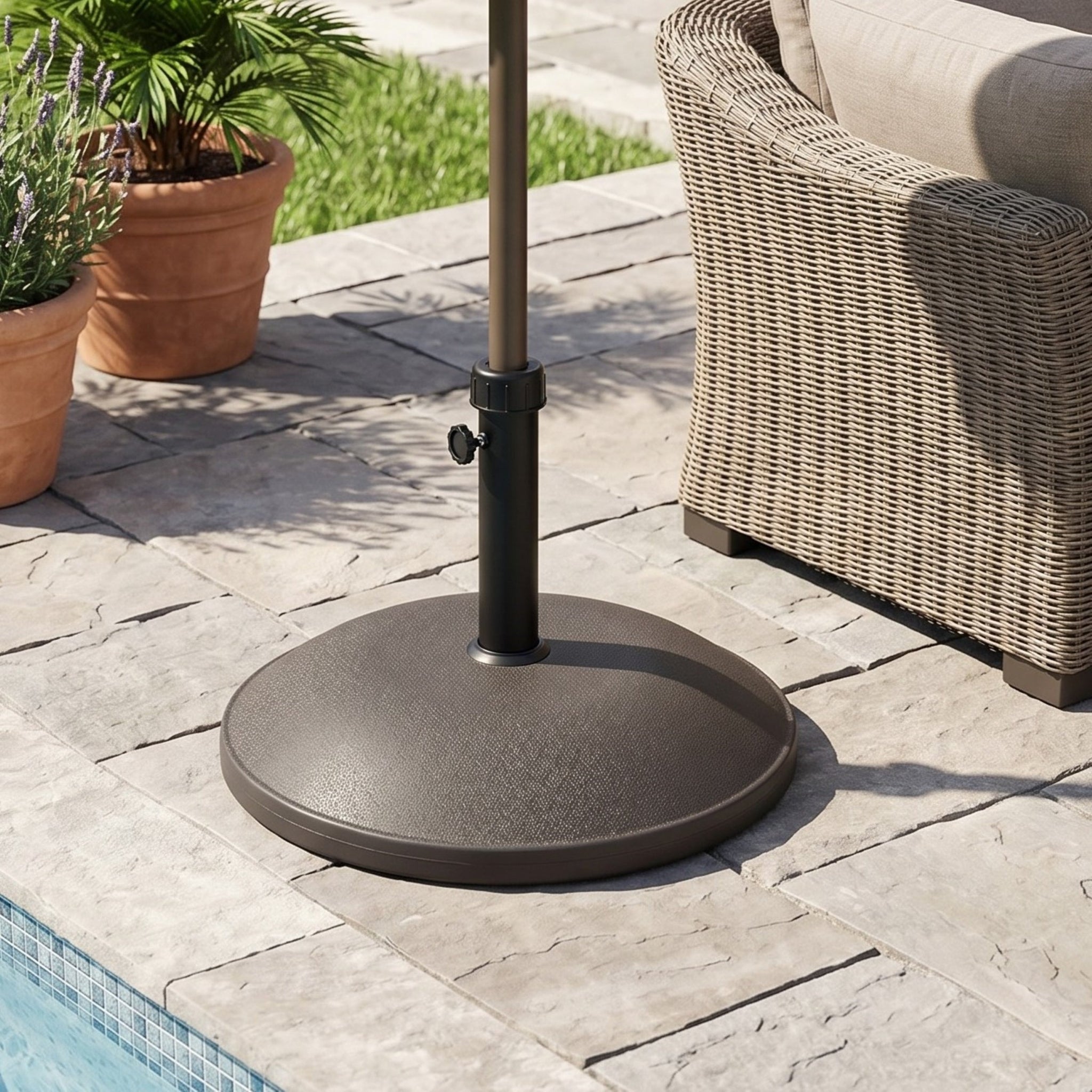 Ander Outdoor 68-Pound Round Umbrella Base - Brown by HouseOfZazla