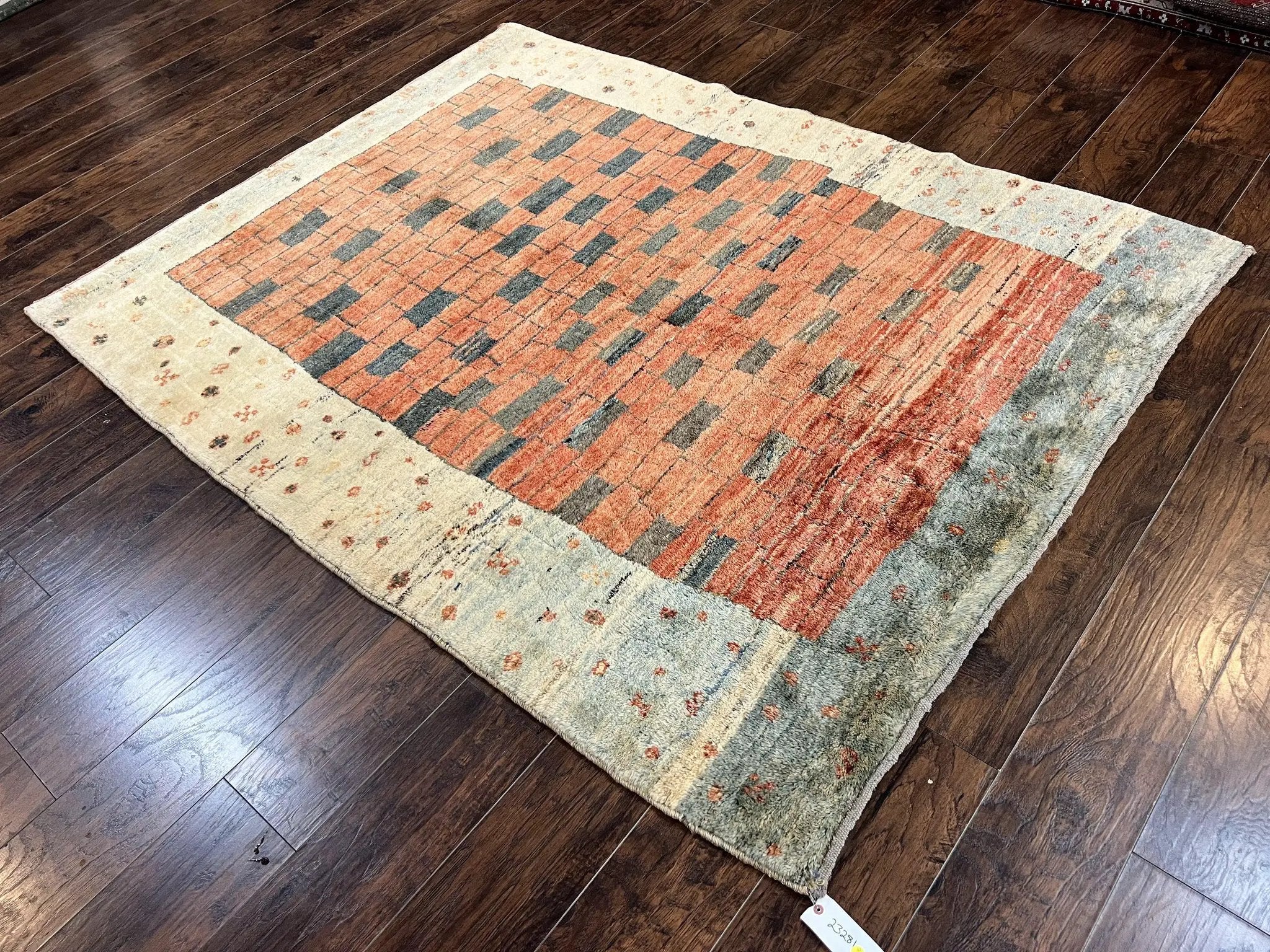 Persian Gabbeh Rug 6x8 ft, Wool Handmade Tribal Rug by Jewel Rugs