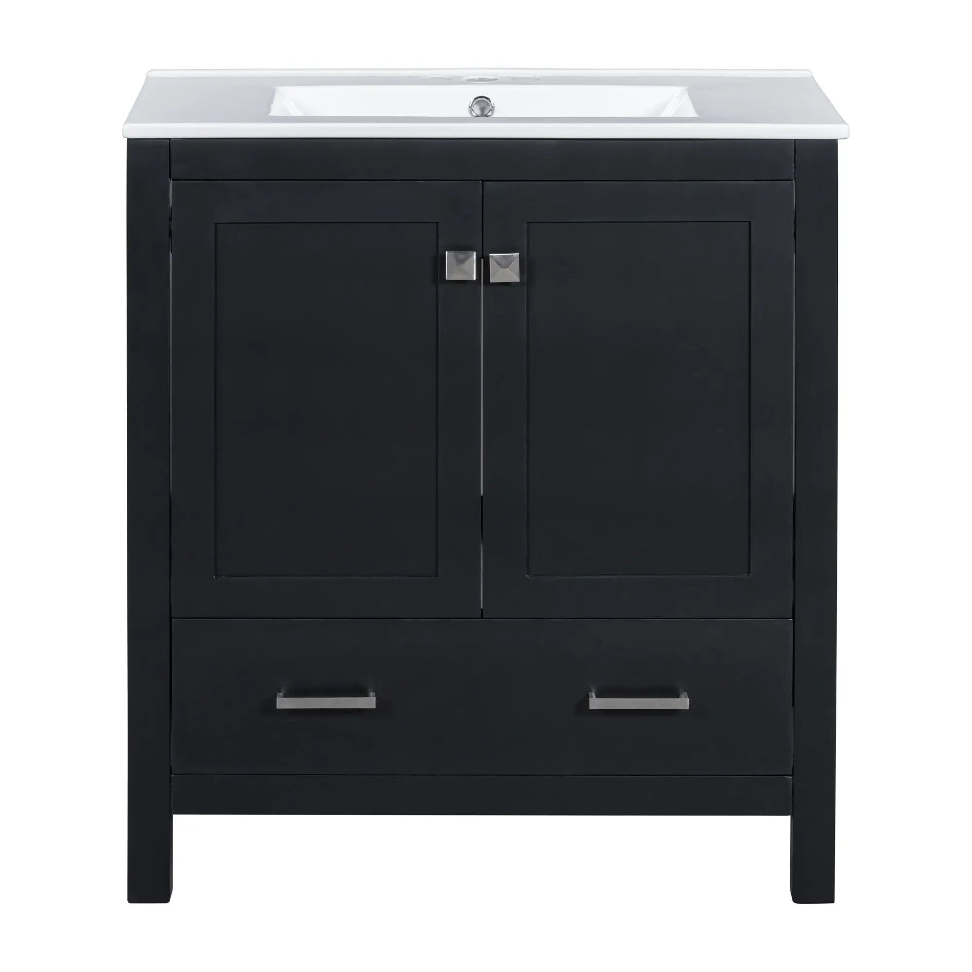 Bathroom Vanity With Single Sink, Combo Cabinet Undermount Sink, Bathroom Storage Cabinet With Two Doors And A Drawer, Soft Closing, Multifunctional Storage, Solid Wood Frame by Unique Piece Furniture