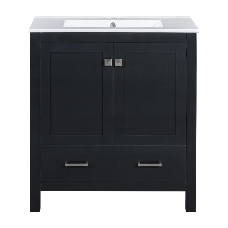Bathroom Vanity With Single Sink, Combo Cabinet Undermount Sink, Bathroom Storage Cabinet With Two Doors And A Drawer, Soft Closing, Multifunctional Storage, Solid Wood Frame by Unique Piece Furniture