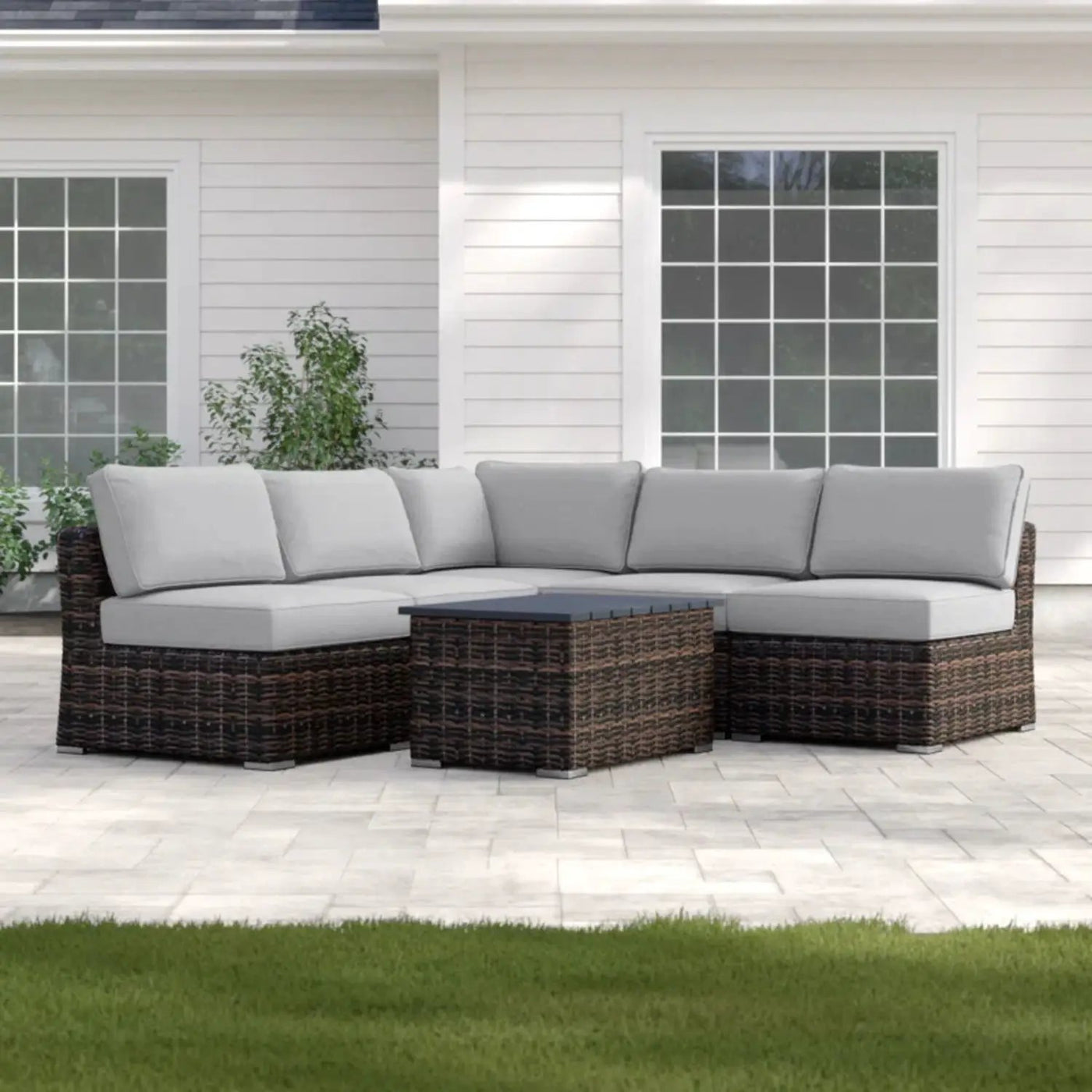 Wicker Sectional Sofa With Cushions And Table by HouseOfZazla