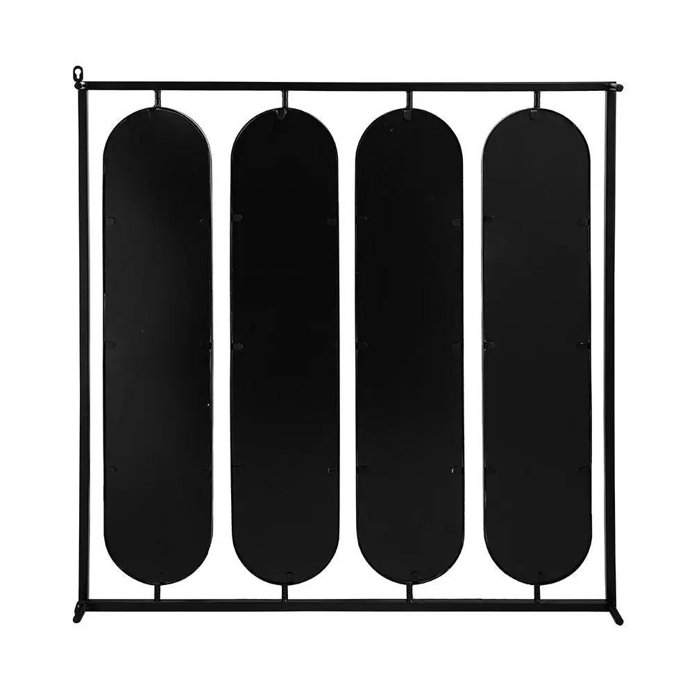 Large 4 Oval Wall Mirror With Square Frame, Home Decor For Living Room, Bedroom, Entryway, Office - Black by Unique Piece Furniture