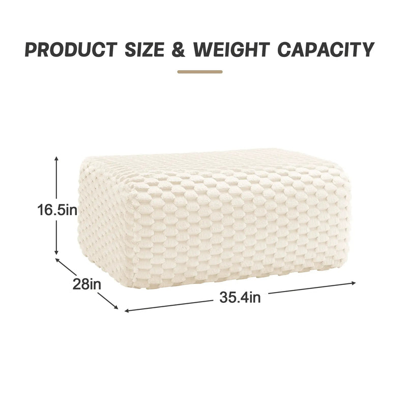 Flannelette Fabric Ottoman - White by HouseOfZazla