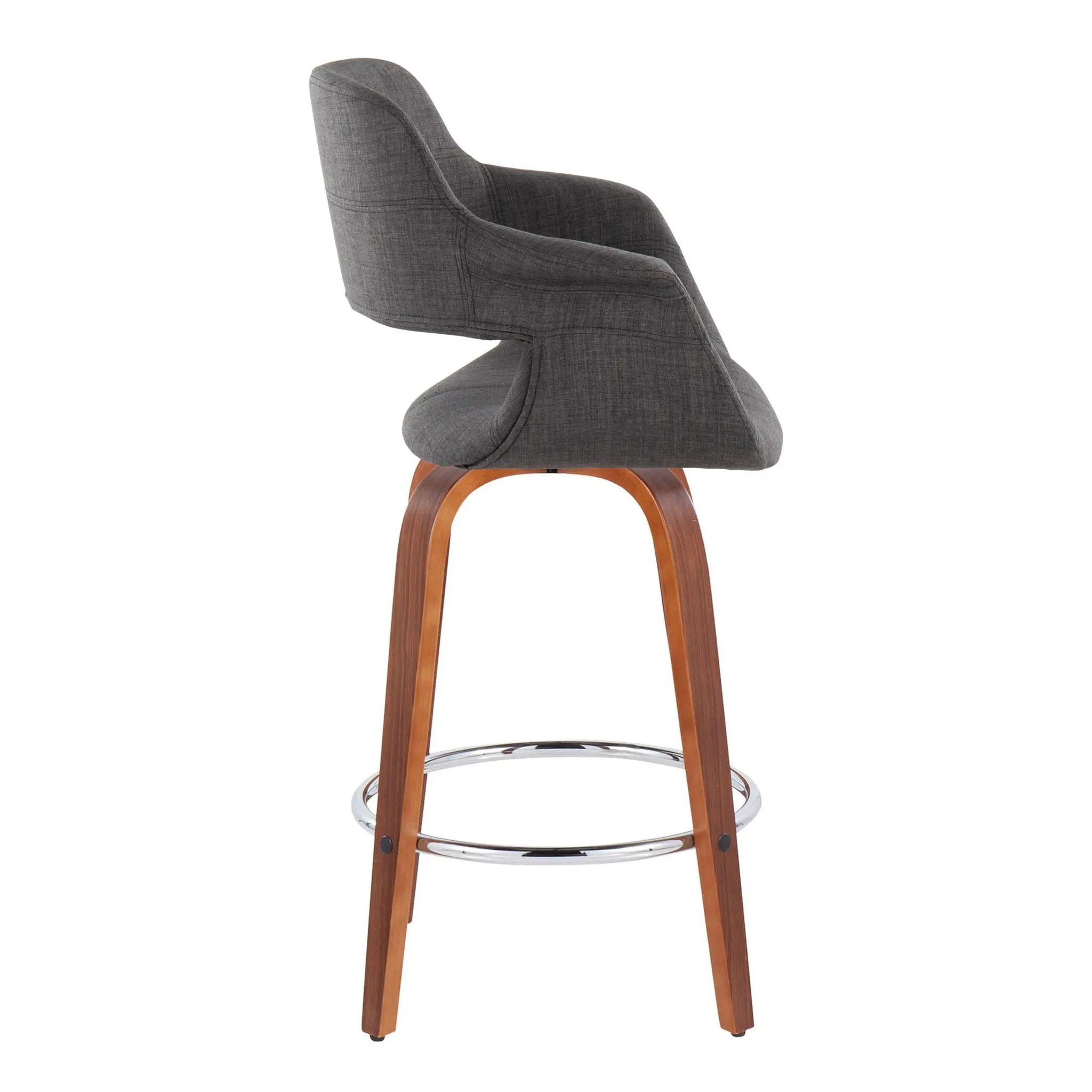 Vintage Flair - Mid-Century Modern Fixed Height Counter Stool With Swivel With Round Footrest (Set of 2) by HouseOfZazla
