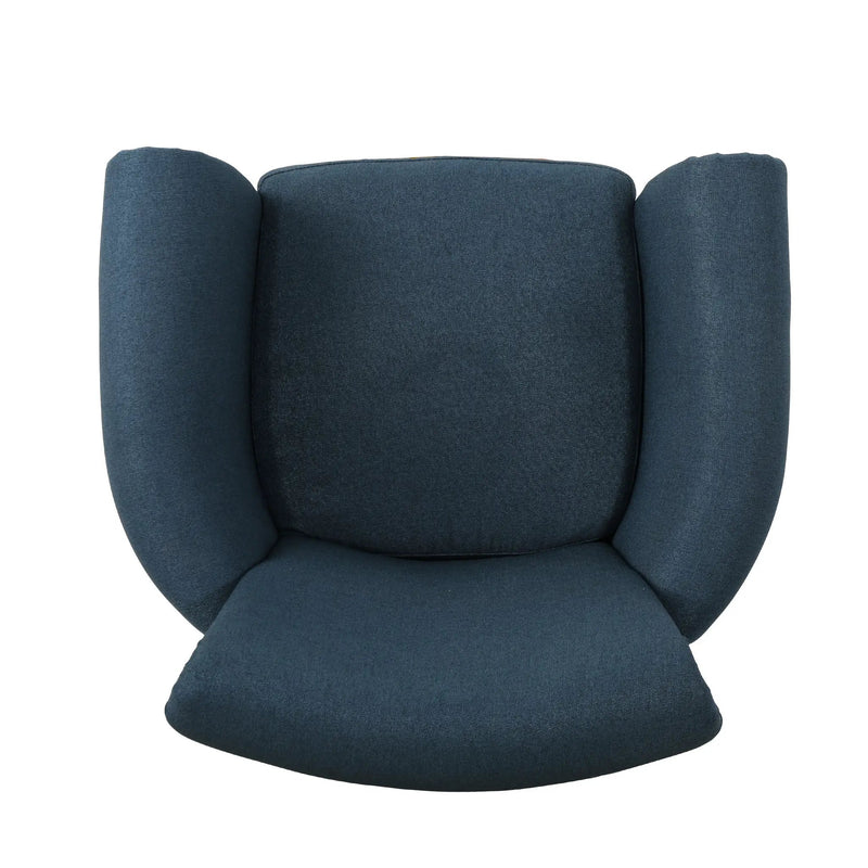 Elegant Navy Blue Fabric Club Chair with Nailhead Trim and Birch Wood Legs by HouseOfZazla