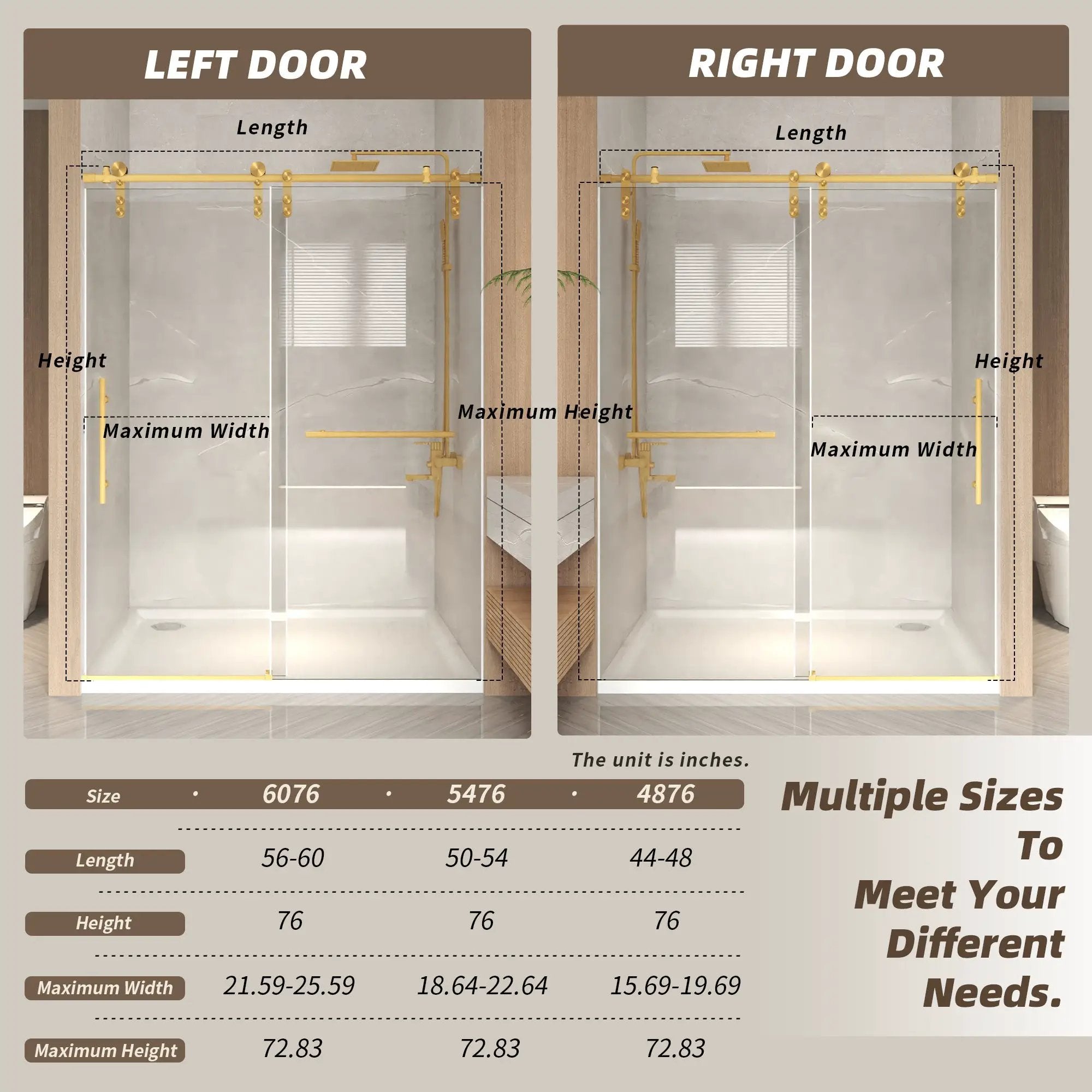 56-60" x 76" Frameless Sliding Shower Door by HouseOfZazla