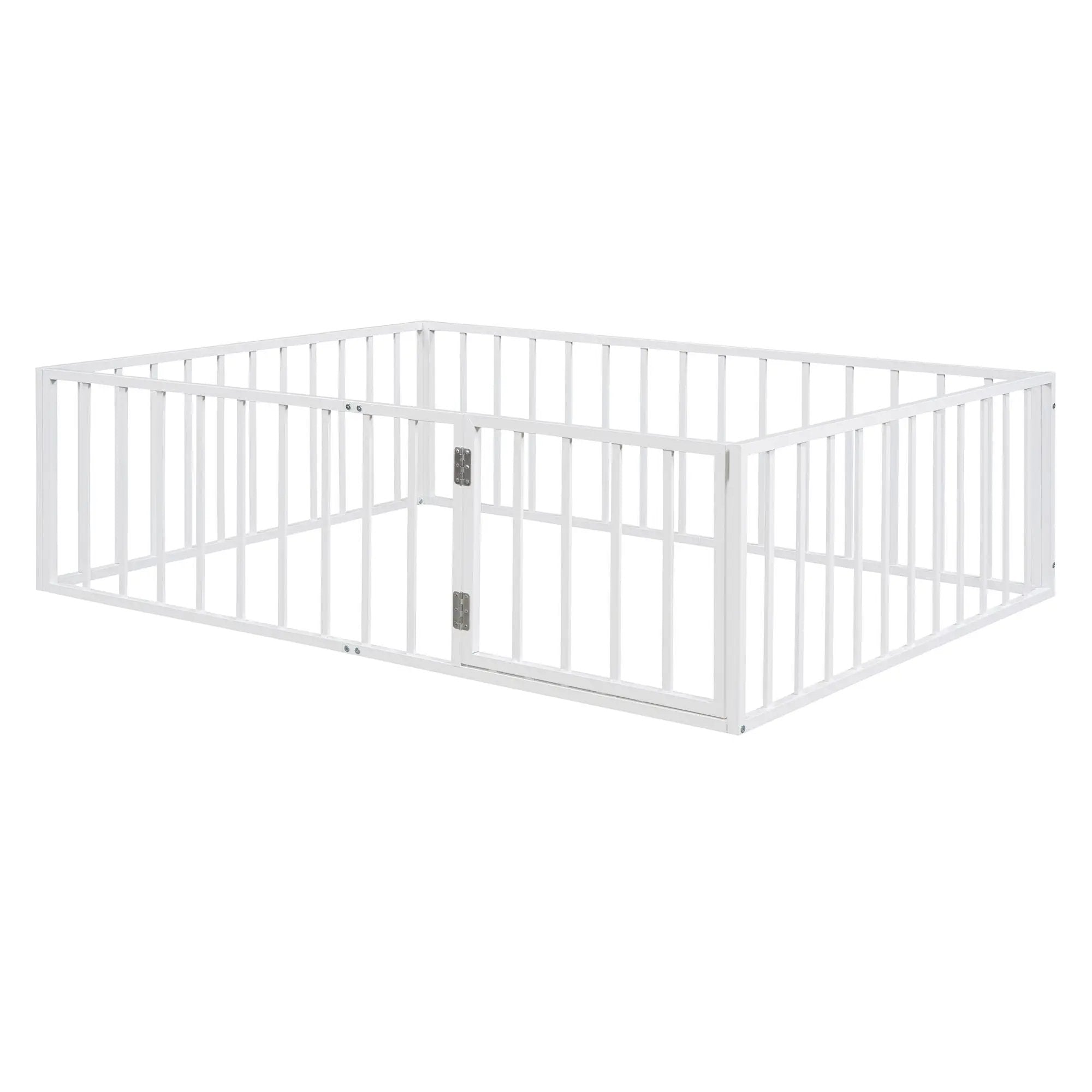 Metal Floor Bed Frame With Fence And Door by Unique Piece Furniture