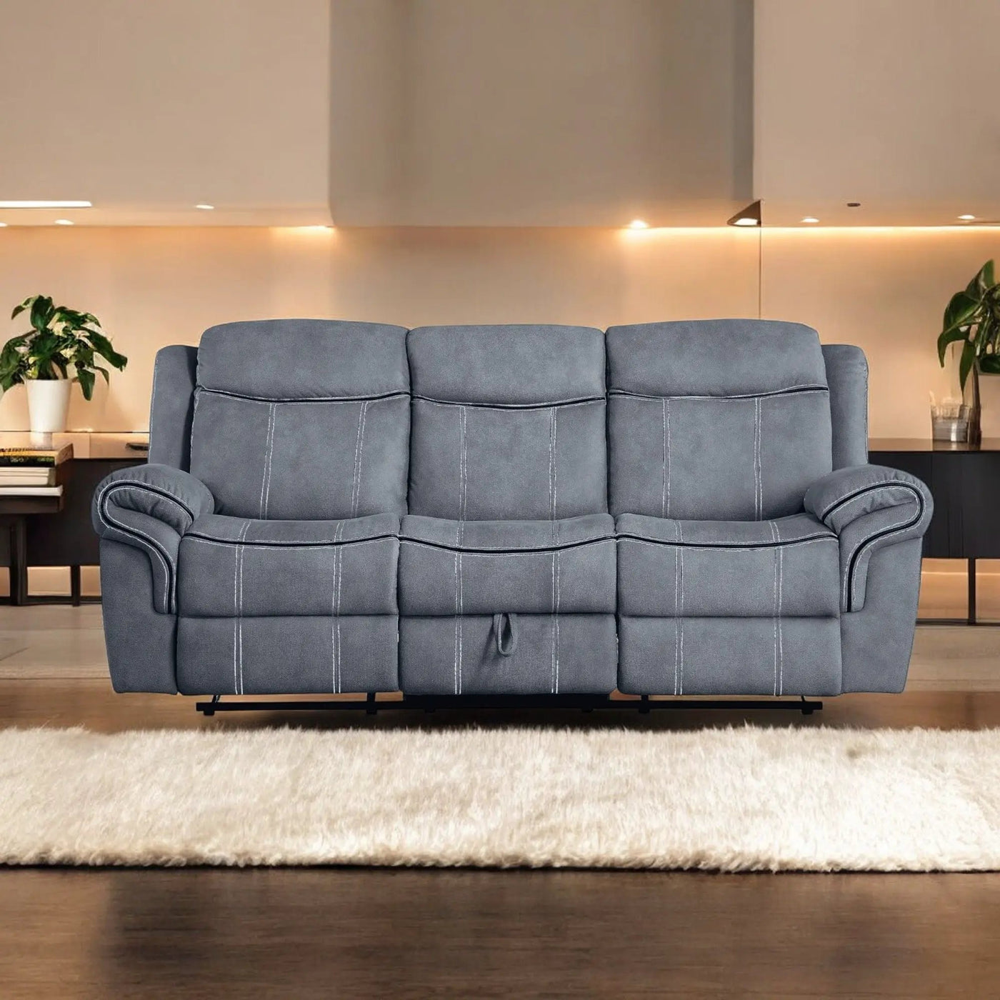 Zubaida Two Tone Recliner Sofa with USB Port and Drop Down Table by HouseOfZazla