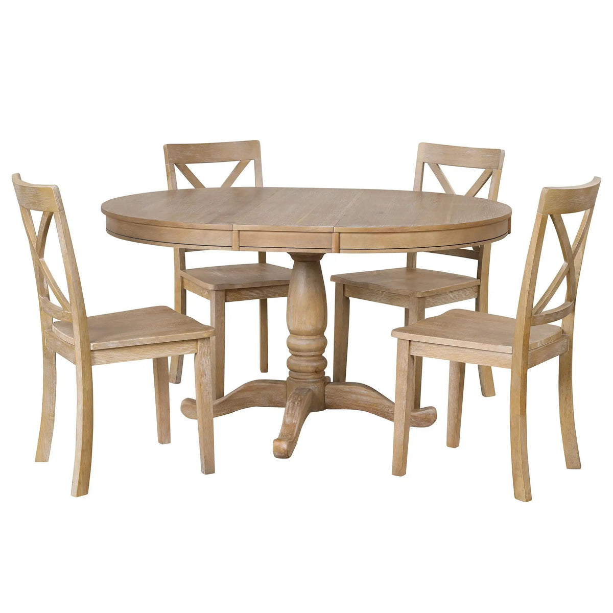 Modern Dining Table Set For 4, Round Table And 4 Kitchen Room Chairs, 5 Piece Kitchen Table Set For Dining Room, Dinette, Breakfast Nook, photo 2 of 14