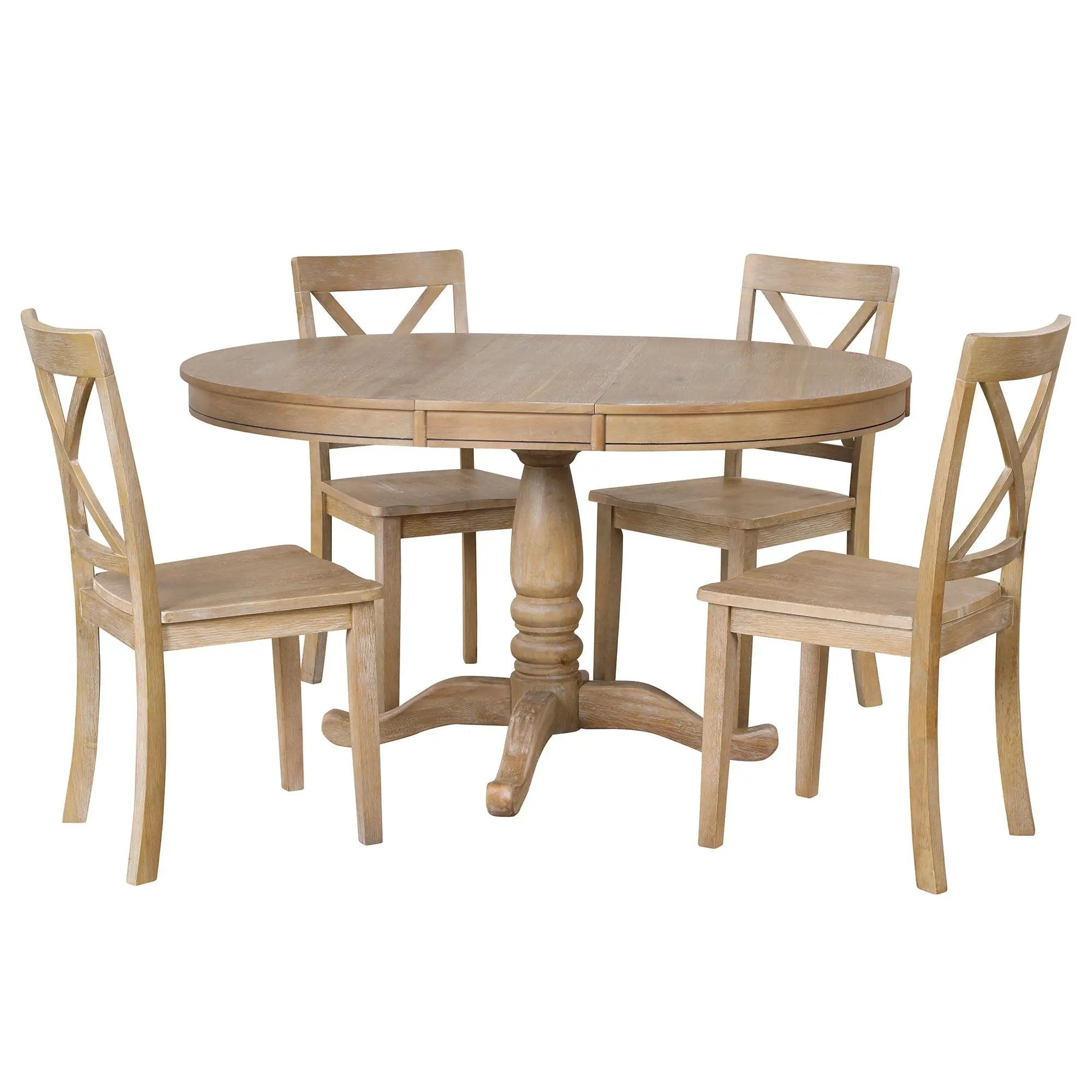 Modern Dining Table Set For 4, Round Table And 4 Kitchen Room Chairs, 5 Piece Kitchen Table Set For Dining Room, Dinette, Breakfast Nook by Unique Piece Furniture
