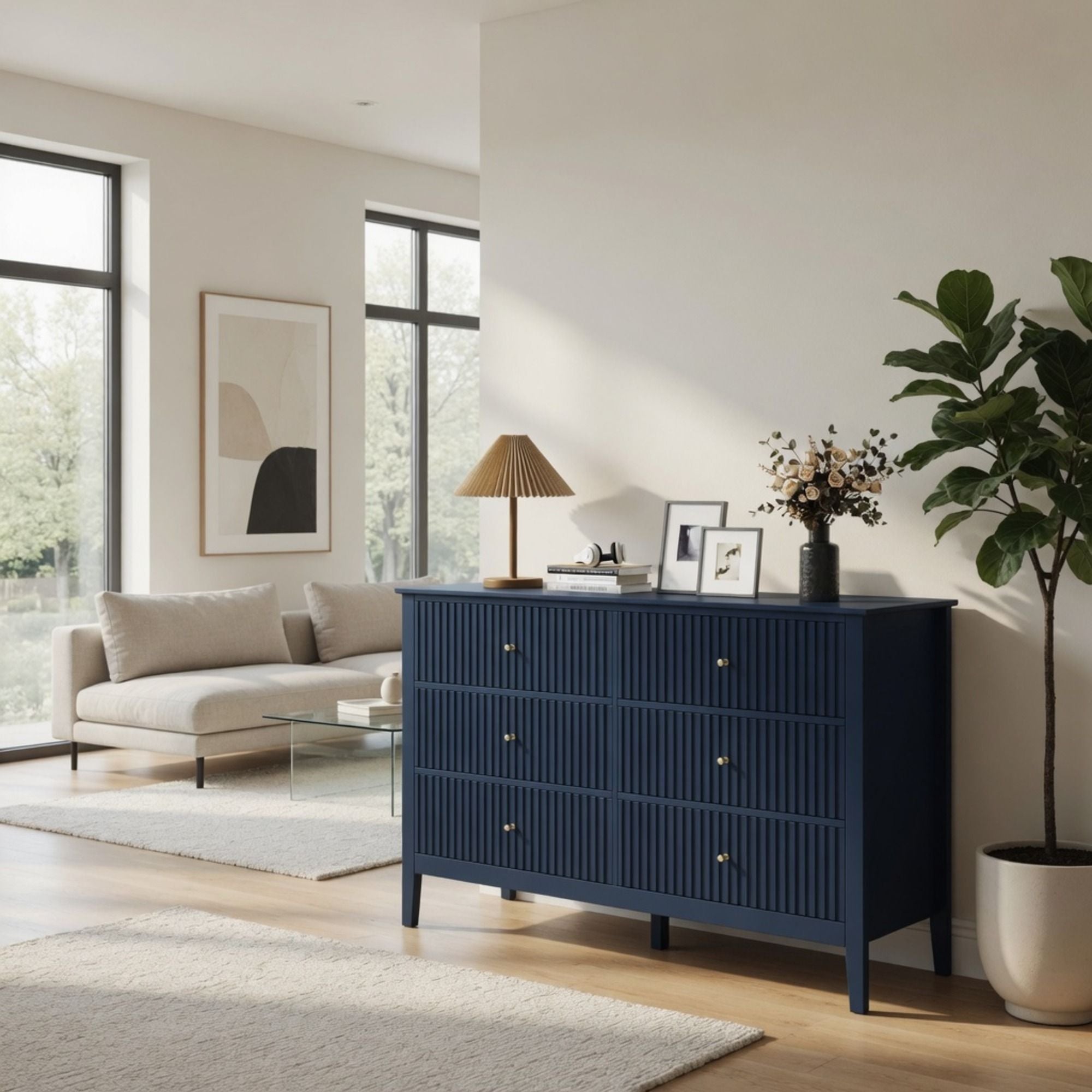 Modern 6 Drawer Fluted Dresser by HouseOfZazla