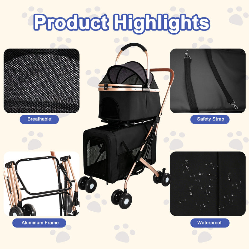 Double Pet Stroller for Small and Medium Dogs and Cats by HouseOfZazla