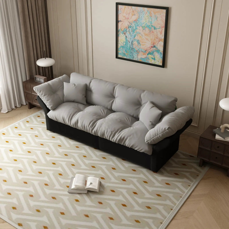 Queen Pull Out, 3 In 1 Convertible Sleeper Tufted Sofa & 2 Soft Pillows by HouseOfZazla