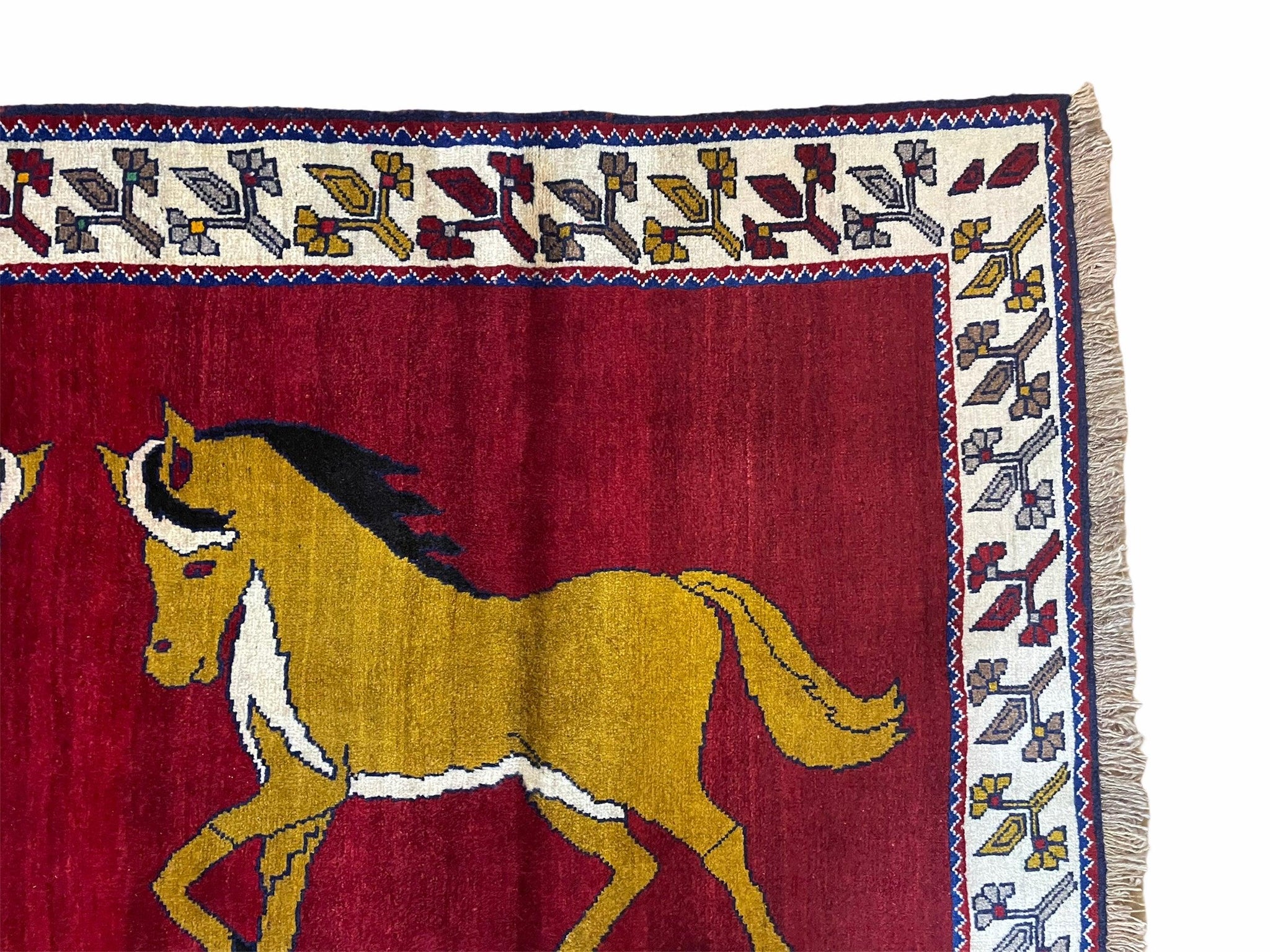 4 X 7 Handmade Hand-Knotted Quality Wool Rug Horses Zagros Red Mustard Gold New by Jewel Rugs