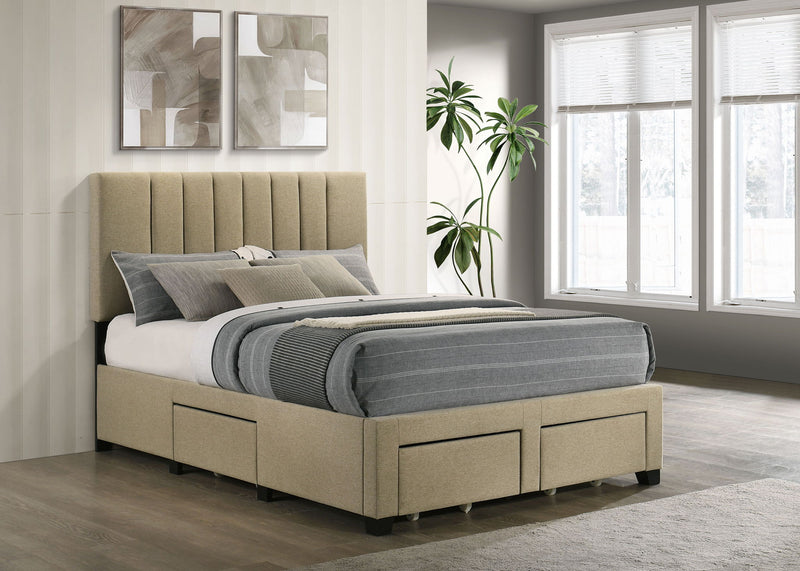 Wheatland 4-drawer Upholstered Full Storage Bed Light Brown by Unique Piece Furniture