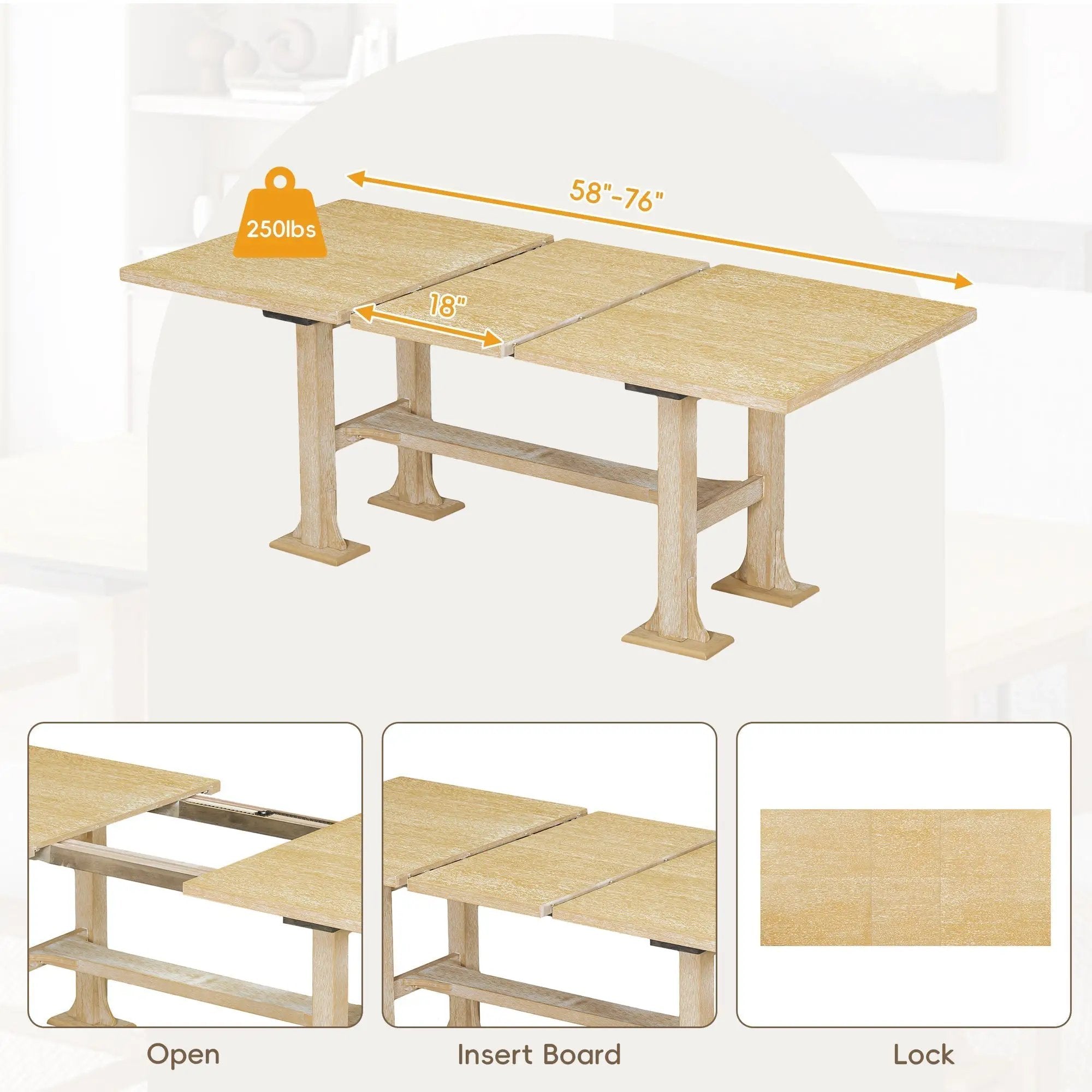 Artisanal 6-Piece Extendable Solid Wood Dining Set with Bench Seating by HouseOfZazla