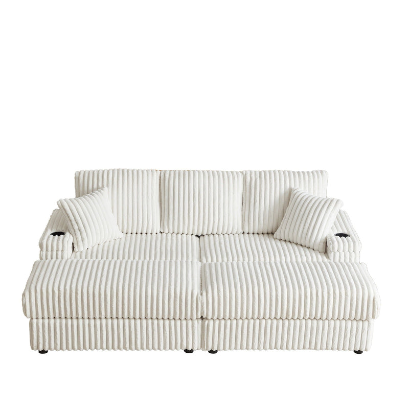 3 Seater Sofa With 2 Ottomans For Living Room by HouseOfZazla