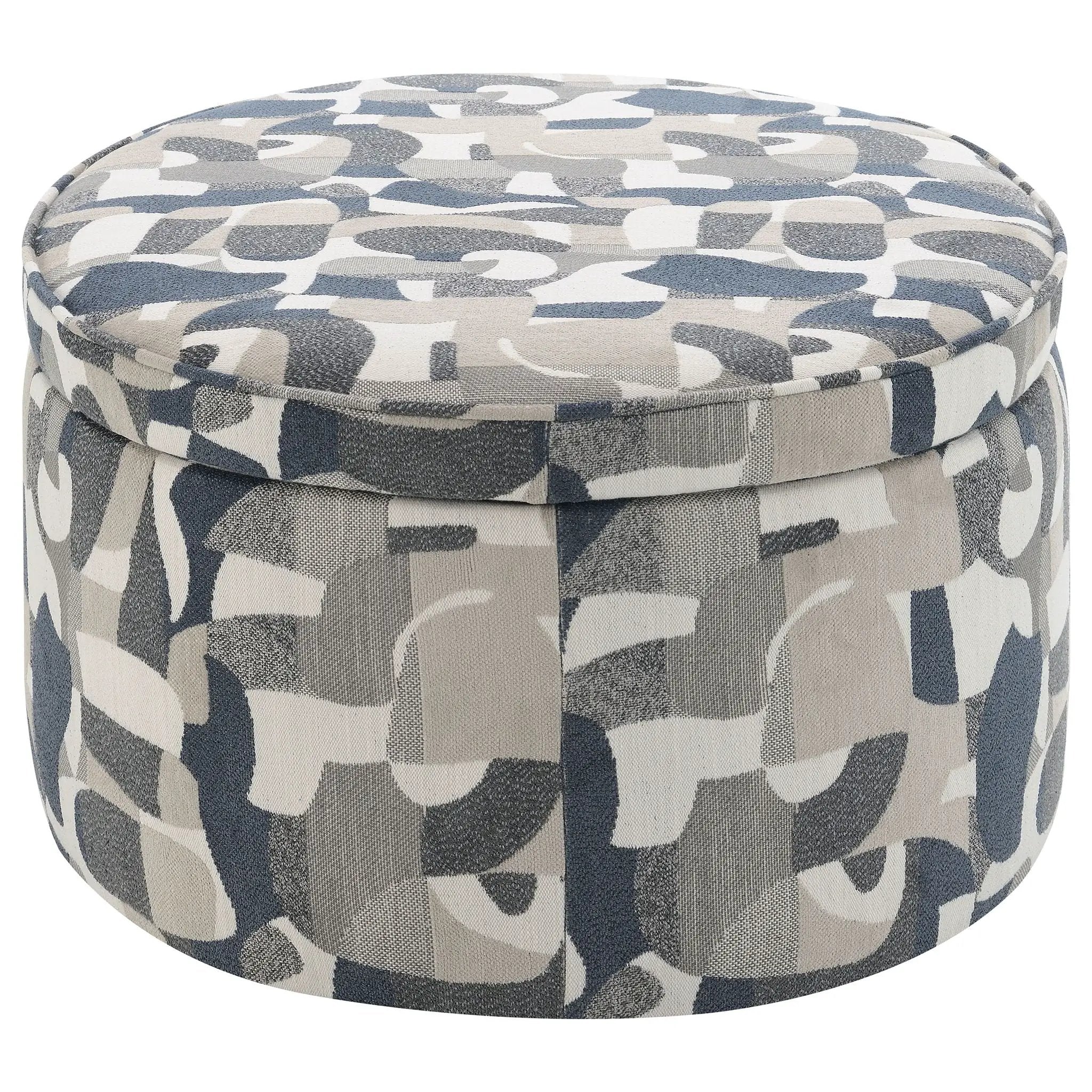 Tomkins Oval Upholstered Storage Ottoman Indigo Blue by Unique Piece Furniture