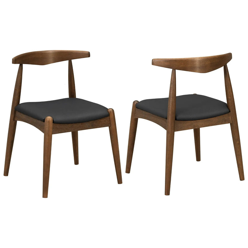 5 Piece Dining Set With 1 Table And 4 Upholstered Chairs - Walnut / Black by HouseOfZazla
