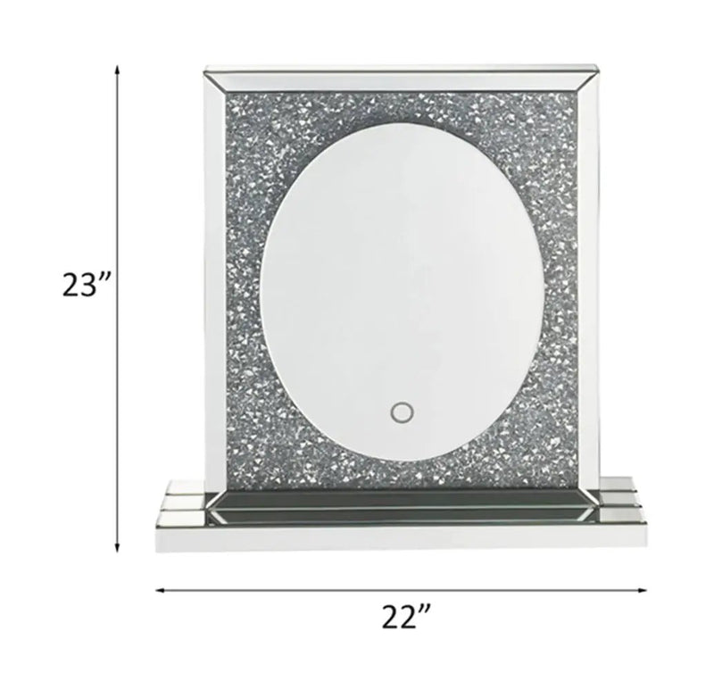 Noralie - 23" Accent Mirror With LED - Mirrored & Faux Diamonds by Unique Piece Furniture