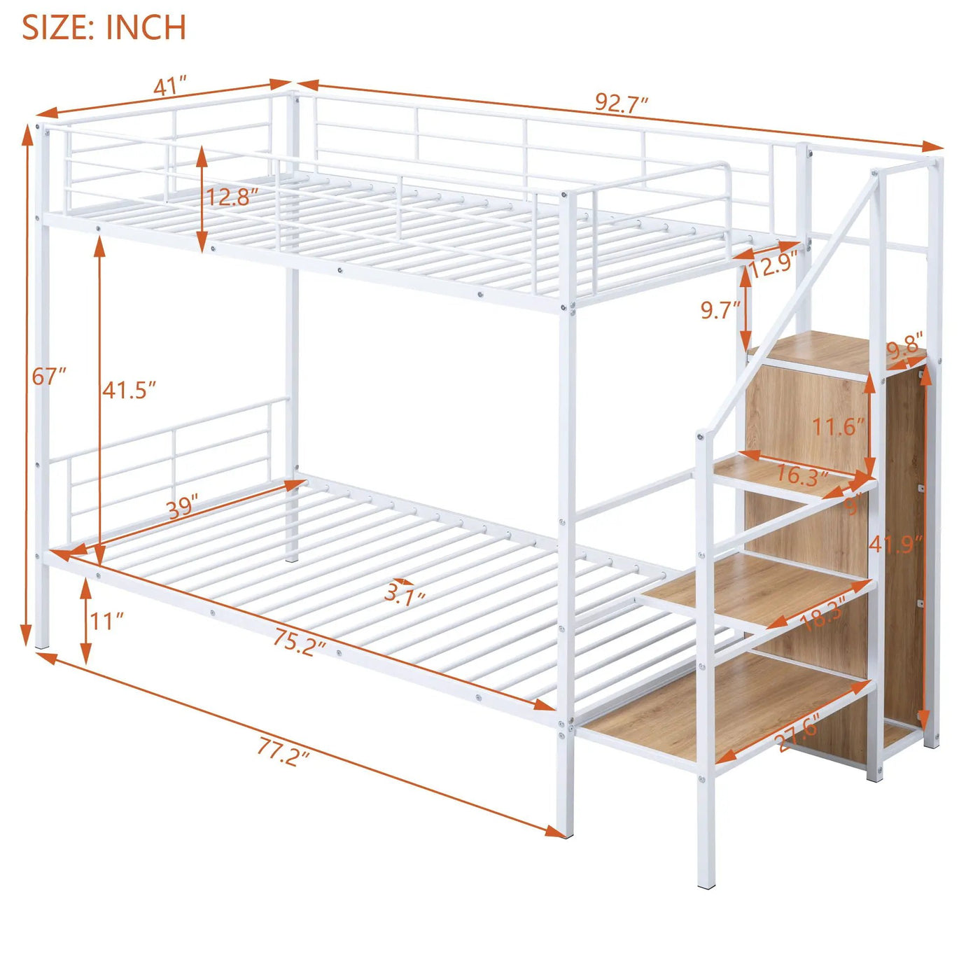 Bunk Bed With Lateral Storage Ladder And Wardrobe by Unique Piece Furniture