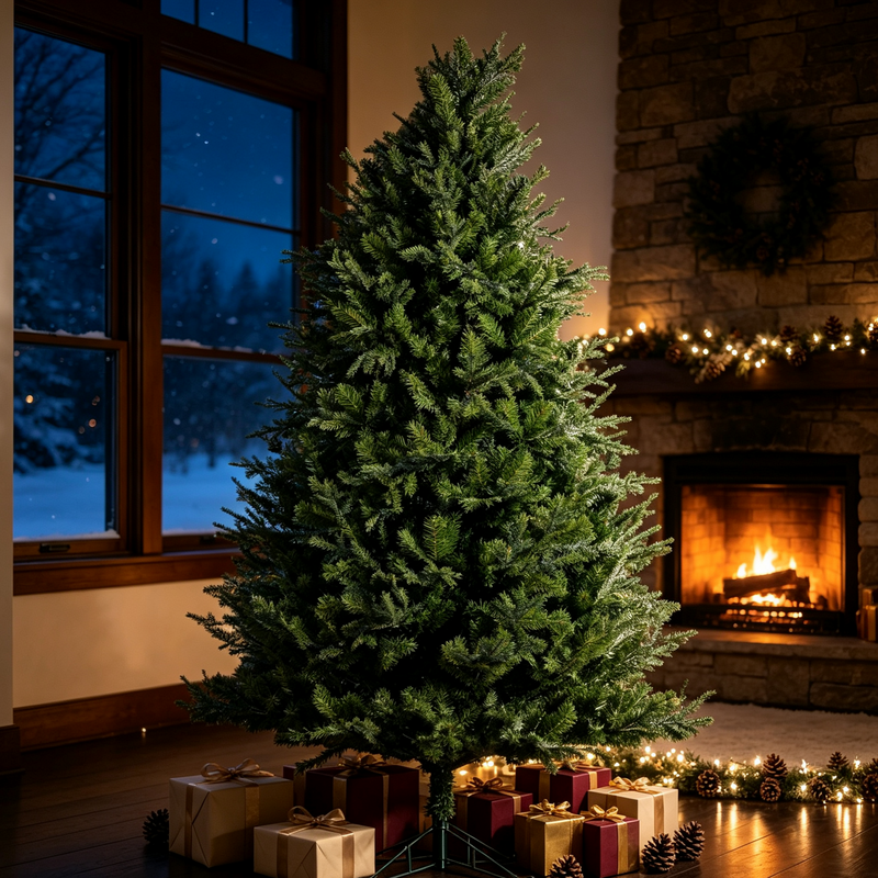 7 Ft Realistic PE/PVC Hybrid Christmas Tree with Fresh Pine Scent by HouseOfZazla