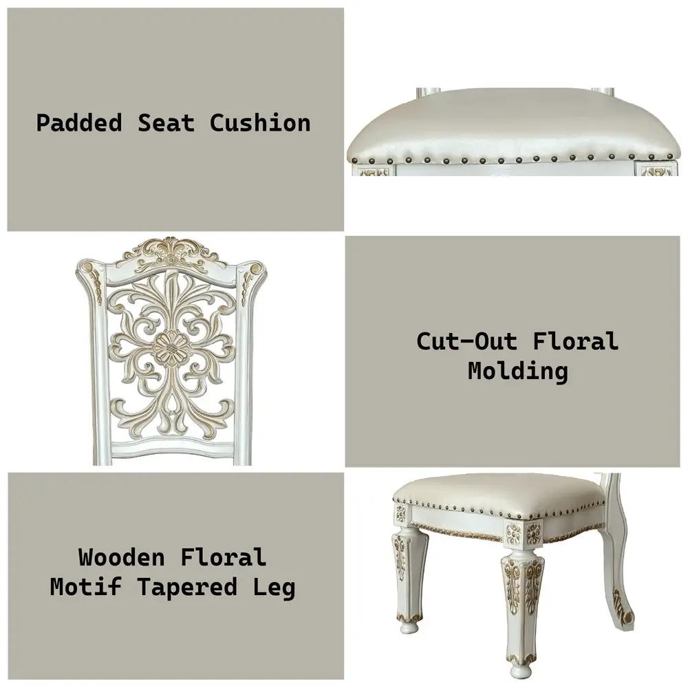 Vendome - 48" Side Chair (Set of 2) - Synthetic Leather & Antique Pearl by Unique Piece Furniture