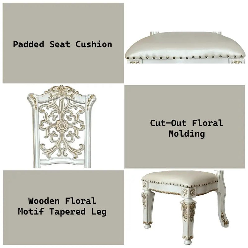 Vendome - 48" Side Chair (Set of 2) - Synthetic Leather & Antique Pearl by Unique Piece Furniture