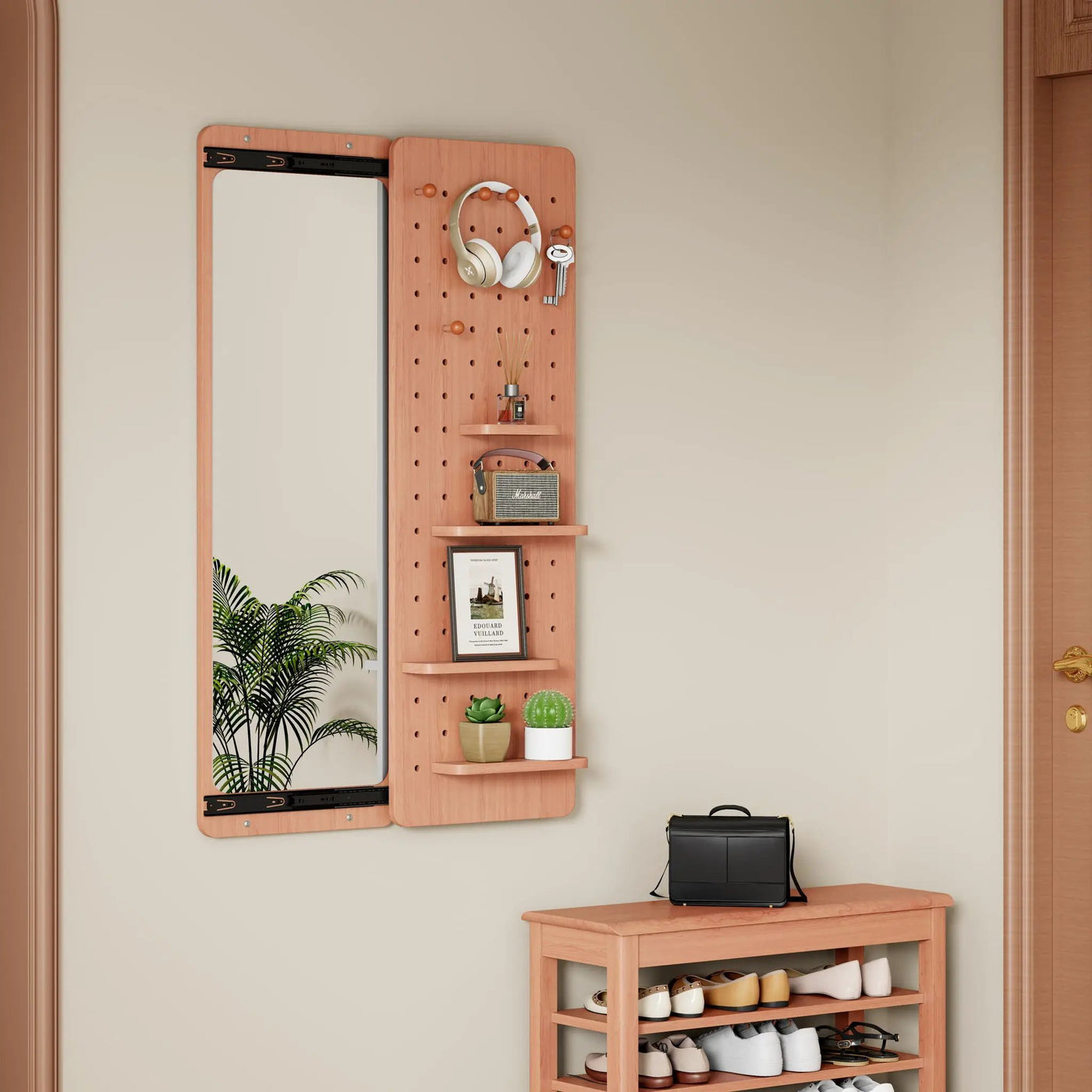 Wall Mounted Full Length Mirror With Shelf And Hook by HouseOfZazla