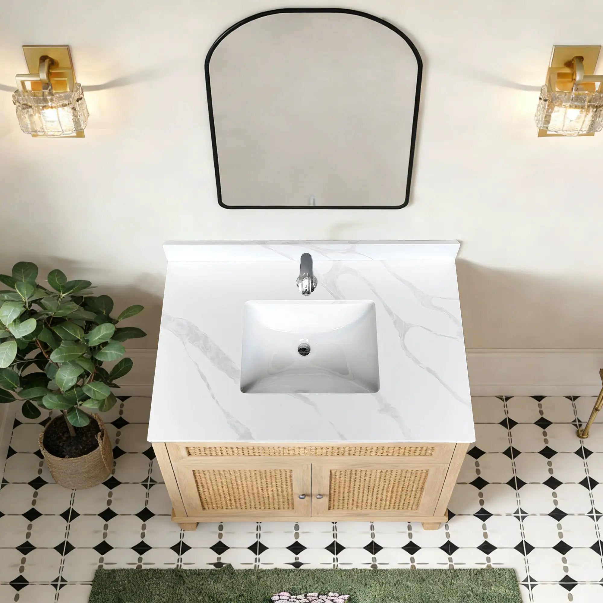 37-inch Quartz Bathroom Vanity Top with Undermount Single Bowl by HouseOfZazla