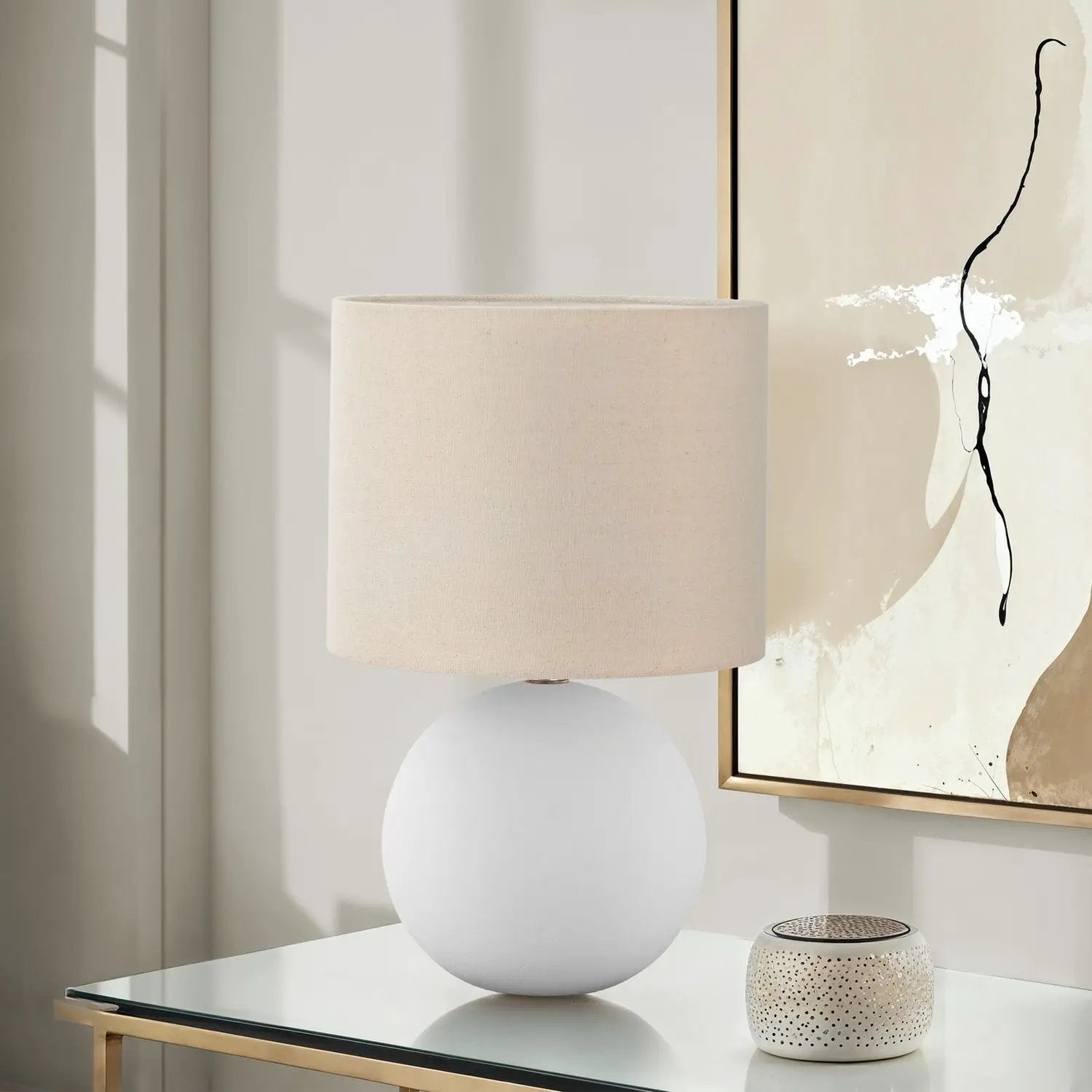 Contemporary Lighting, Table Lamp, Resin, Ceramic - Cream by Unique Piece Furniture