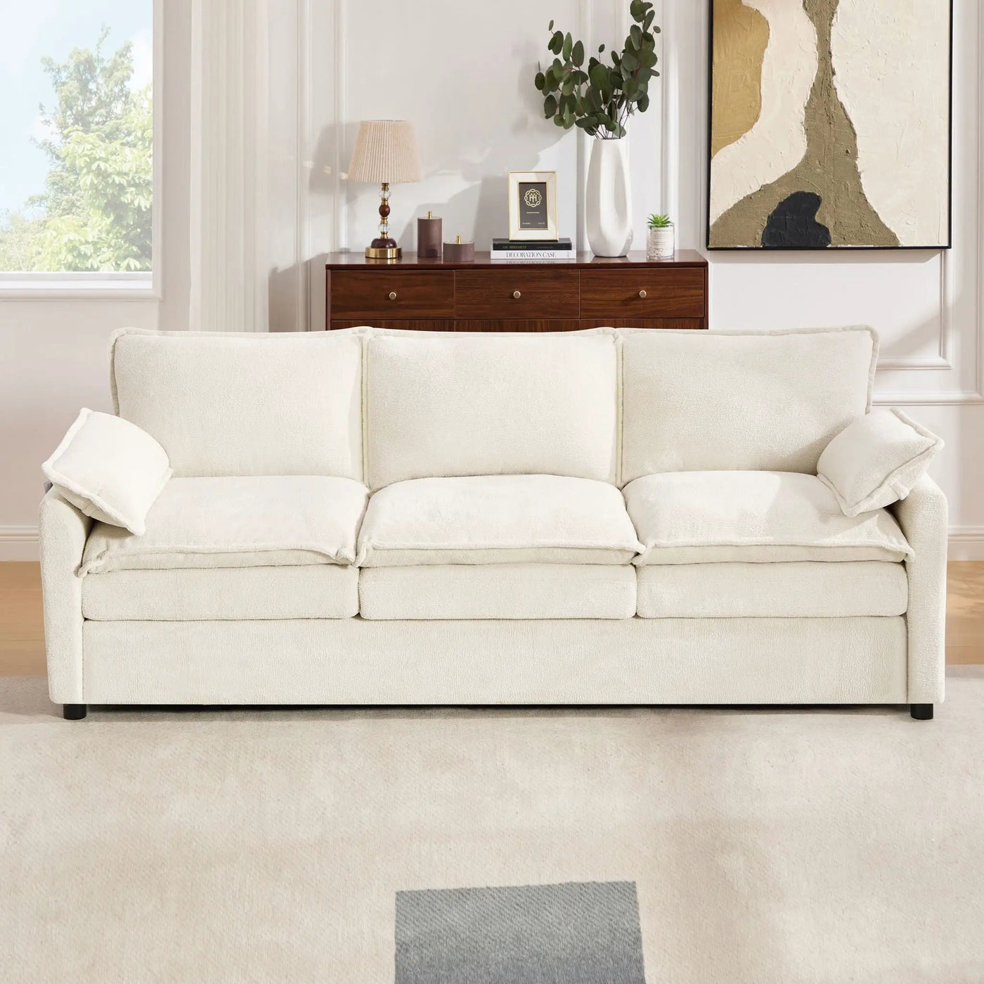 Modern 3 Seater Sofa With Side Storage Pockets For Living Room by HouseOfZazla