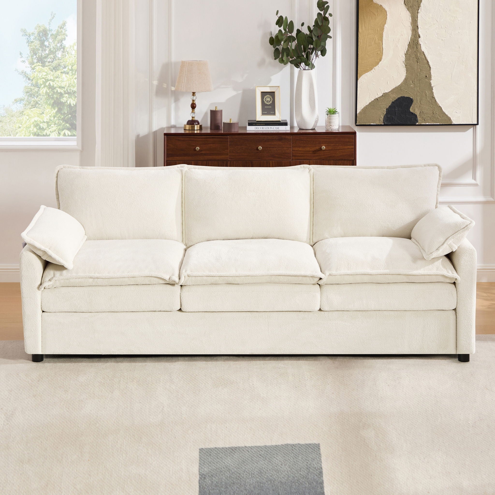 Modern 3 Seater Sofa With Side Storage Pockets For Living Room by HouseOfZazla