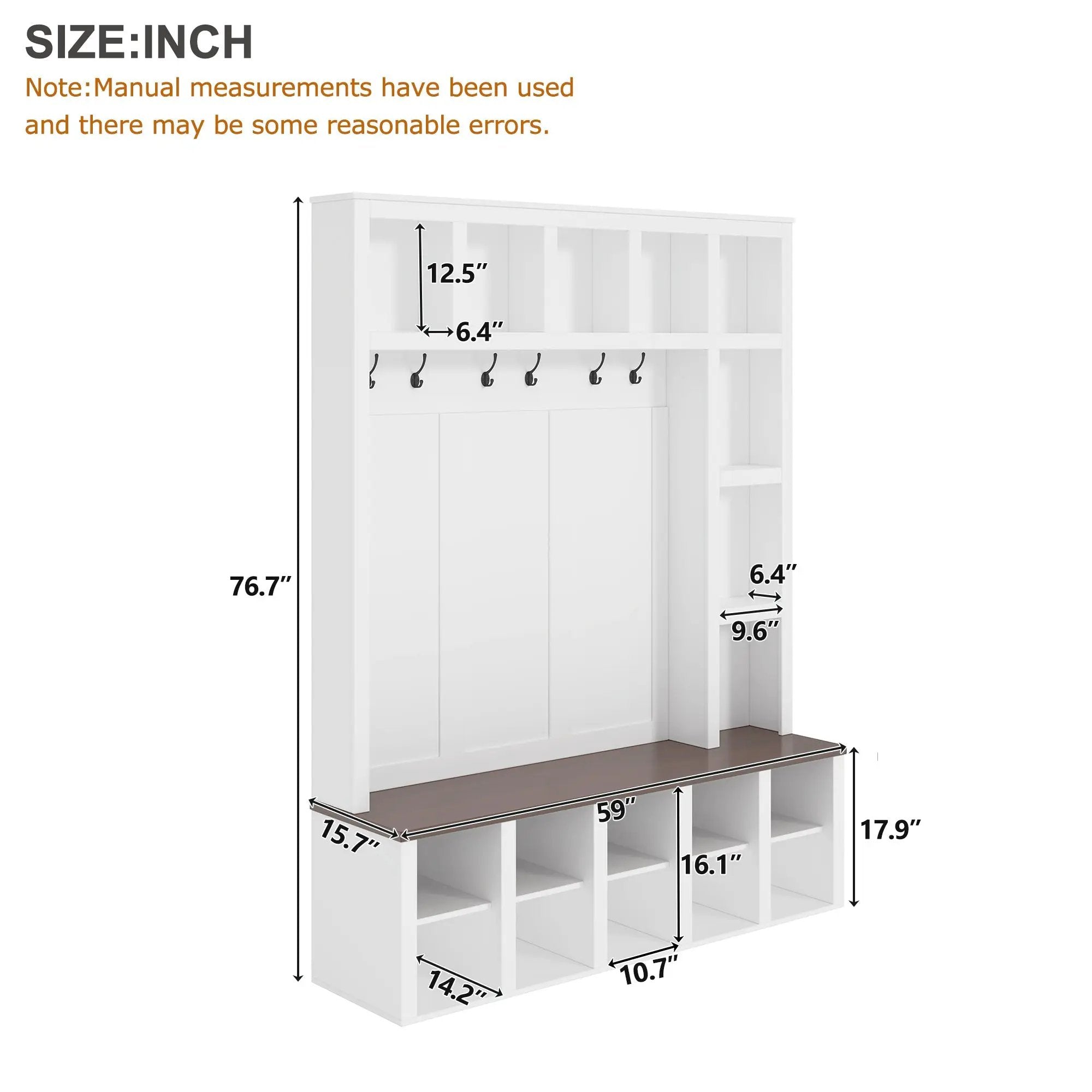 Farmhouse Wooden Hall Tree with 6 Hooks by HouseOfZazla