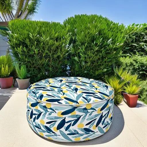 Outdoor Inflatable Ottoman - Coastal Leaves by HouseOfZazla
