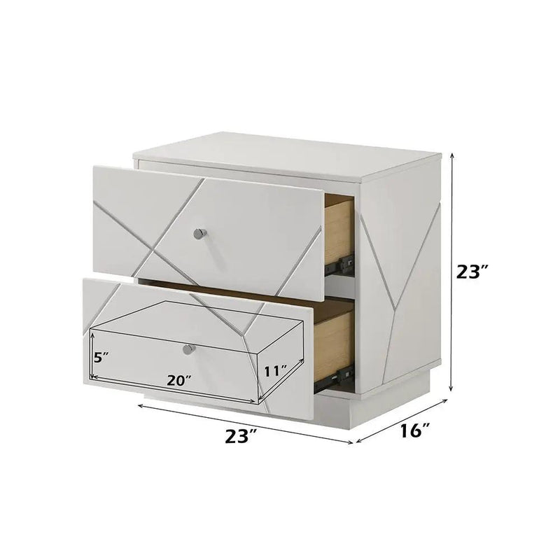 Esther - Nightstand - White / Silver by Unique Piece Furniture