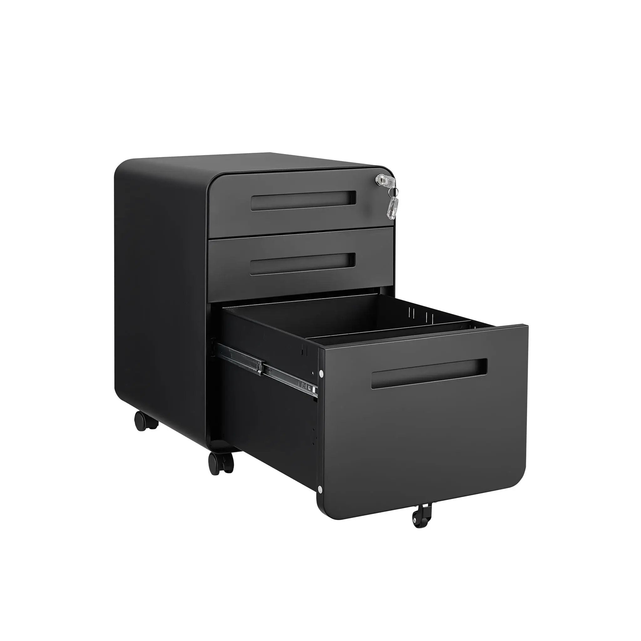3 Drawer Mobile File Cabinet Under Desk Office, Simple Style Versatile Storage Cabinet For Legal / Letter / A4 Files, 5 Wheel Design Anti-Tilting Cold Rolled Steel Waterproof Moisture-Proof by HouseOfZazla