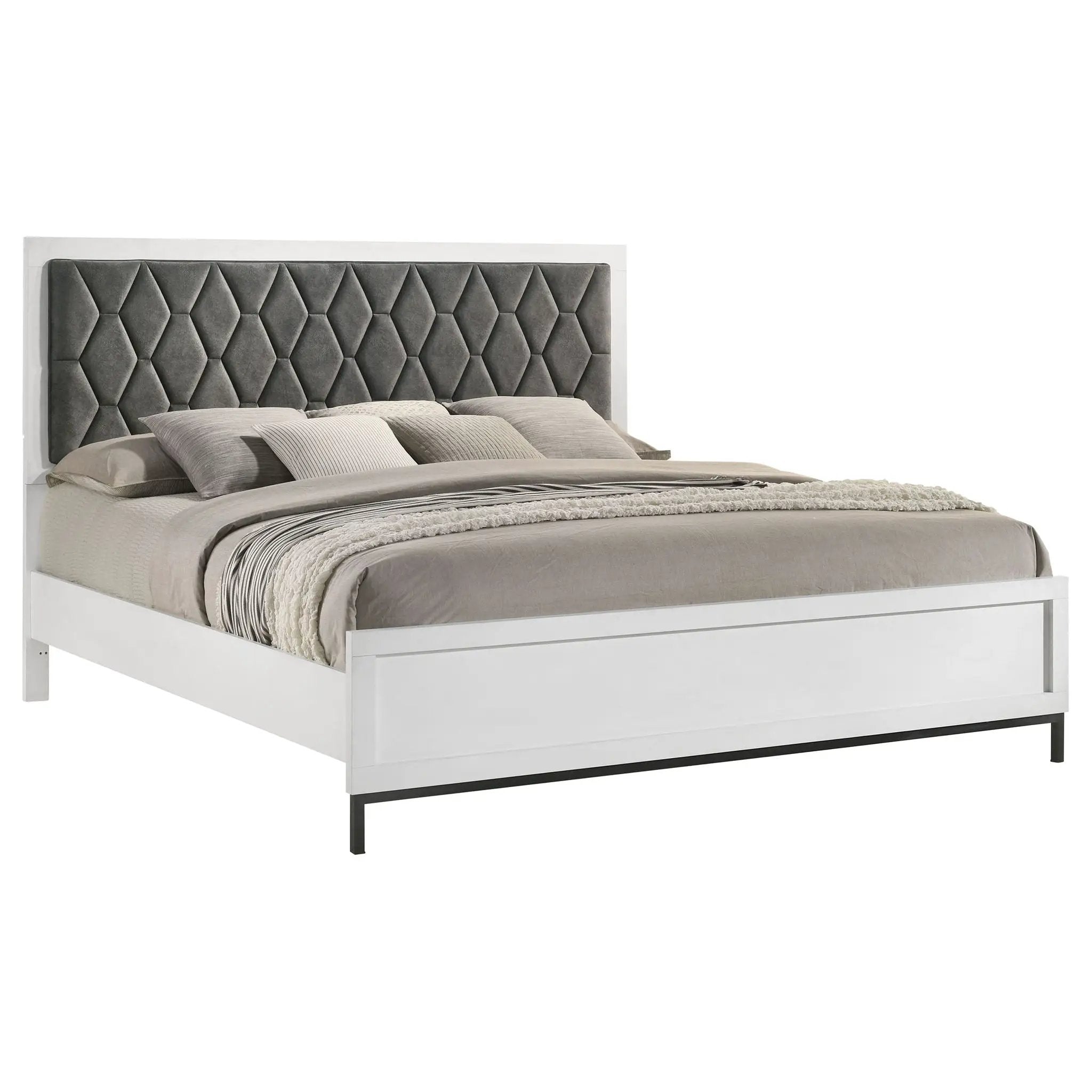 Sonora California King Upholstered Panel Bed White by Unique Piece Furniture