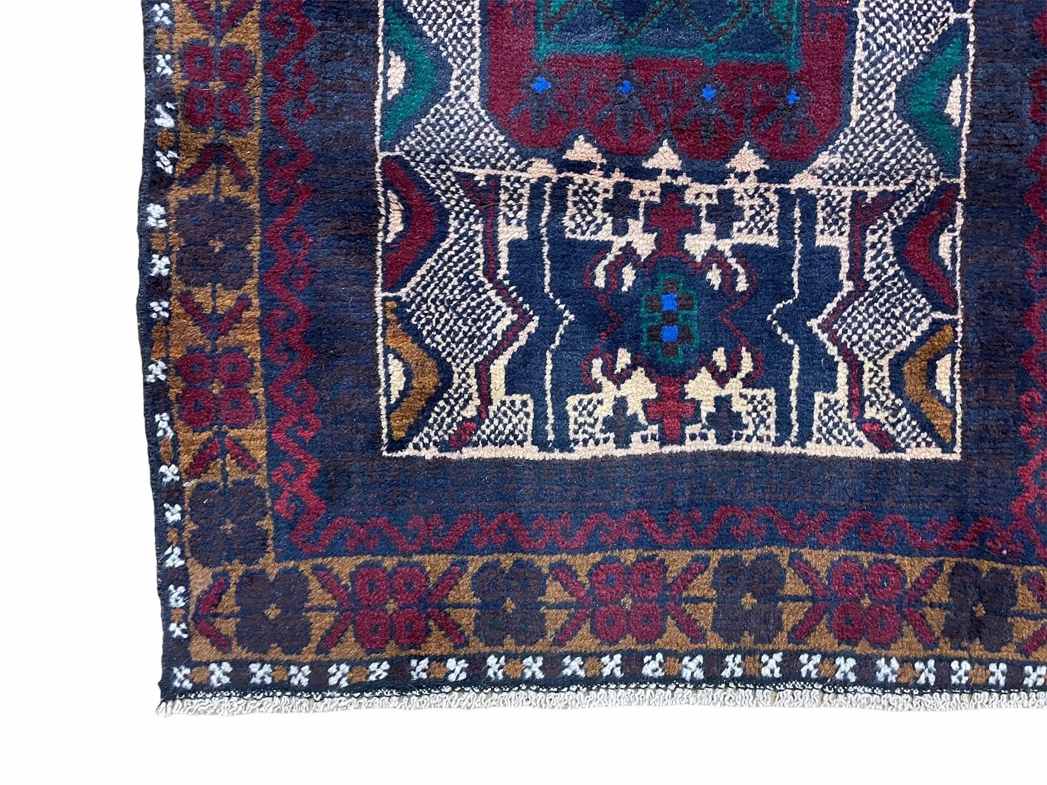 3 X 5 Vintage Handmade Tribal Wool Rug Balouchi Rug Afghan Rug Red Beige Nice by Jewel Rugs