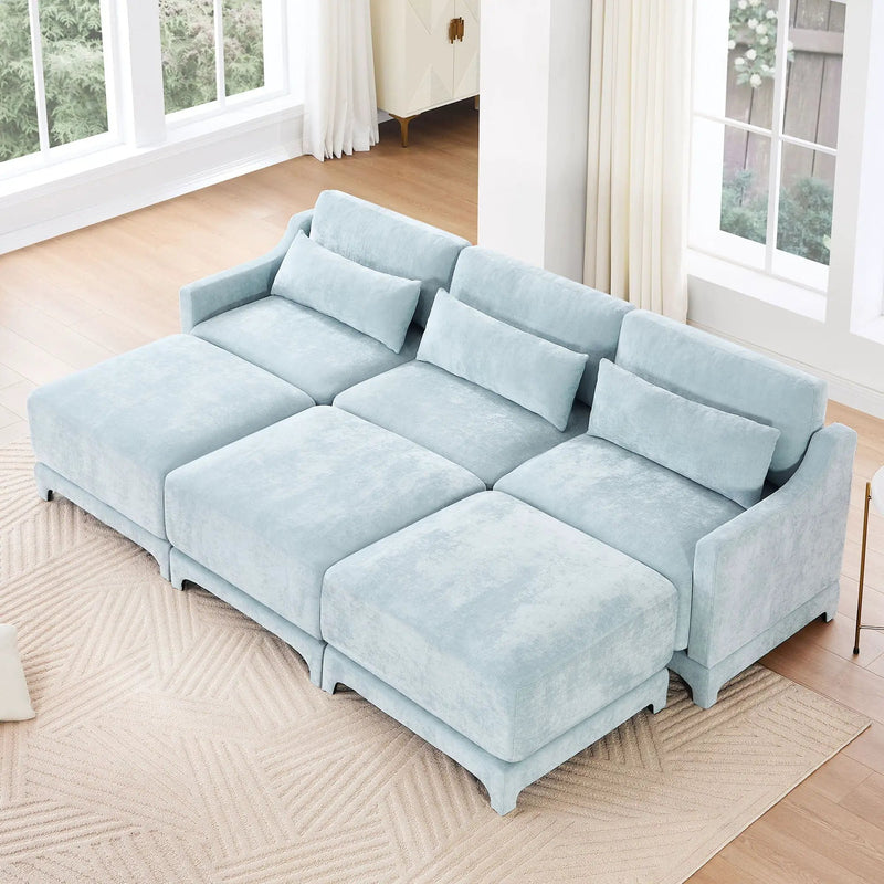 Stylish Sofa With Ottoman And Lumbar Pillows, Ergonomic Design by Unique Piece Furniture