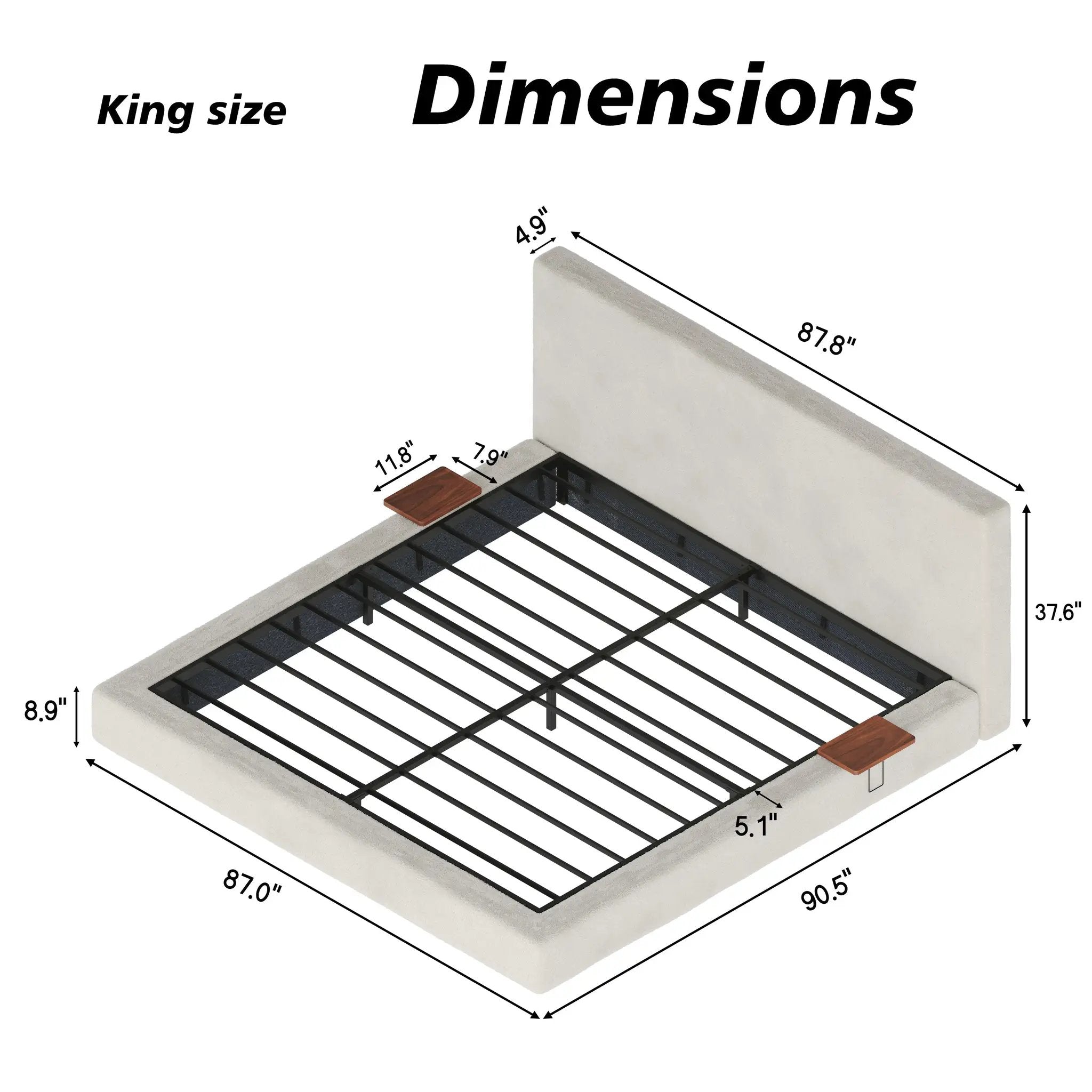 AirFrame King Bed Frame with Adjustable Sliding Side Table by HouseOfZazla