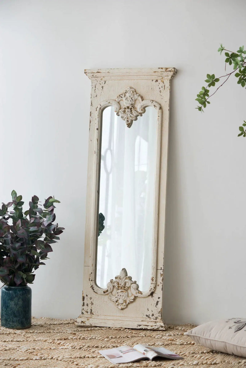 Full Length Mirror With Solid Wood Frame, Floor Mirror For Living Room Bedroom Entryway - White by HouseOfZazla