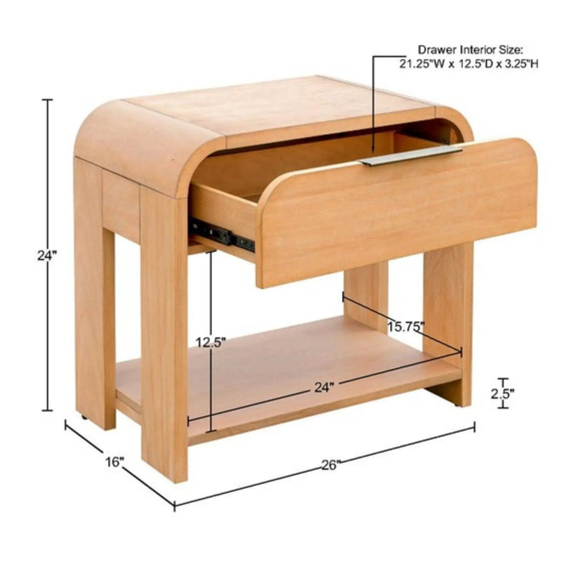 1 Drawer Waterfall Nightstand With Mid Century Design - Natural by Unique Piece Furniture