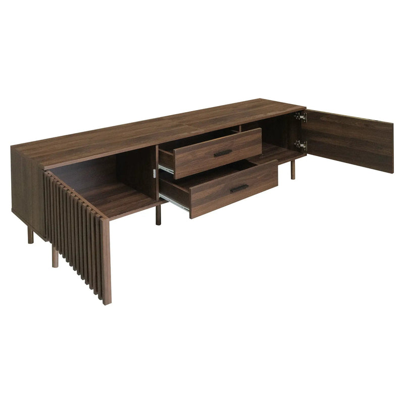 TV Stand For TVs Up To 80", Media Entertainment Center With Ample Storage - Dark Brown by Unique Piece Furniture