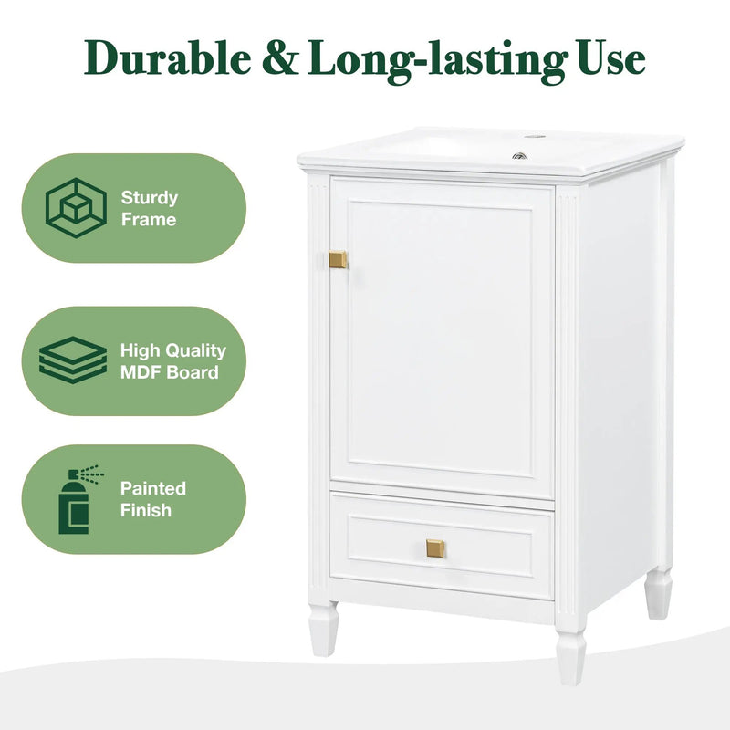 20" Bathroom Vanity with Ceramic Sink and Storage Cabinet by HouseOfZazla