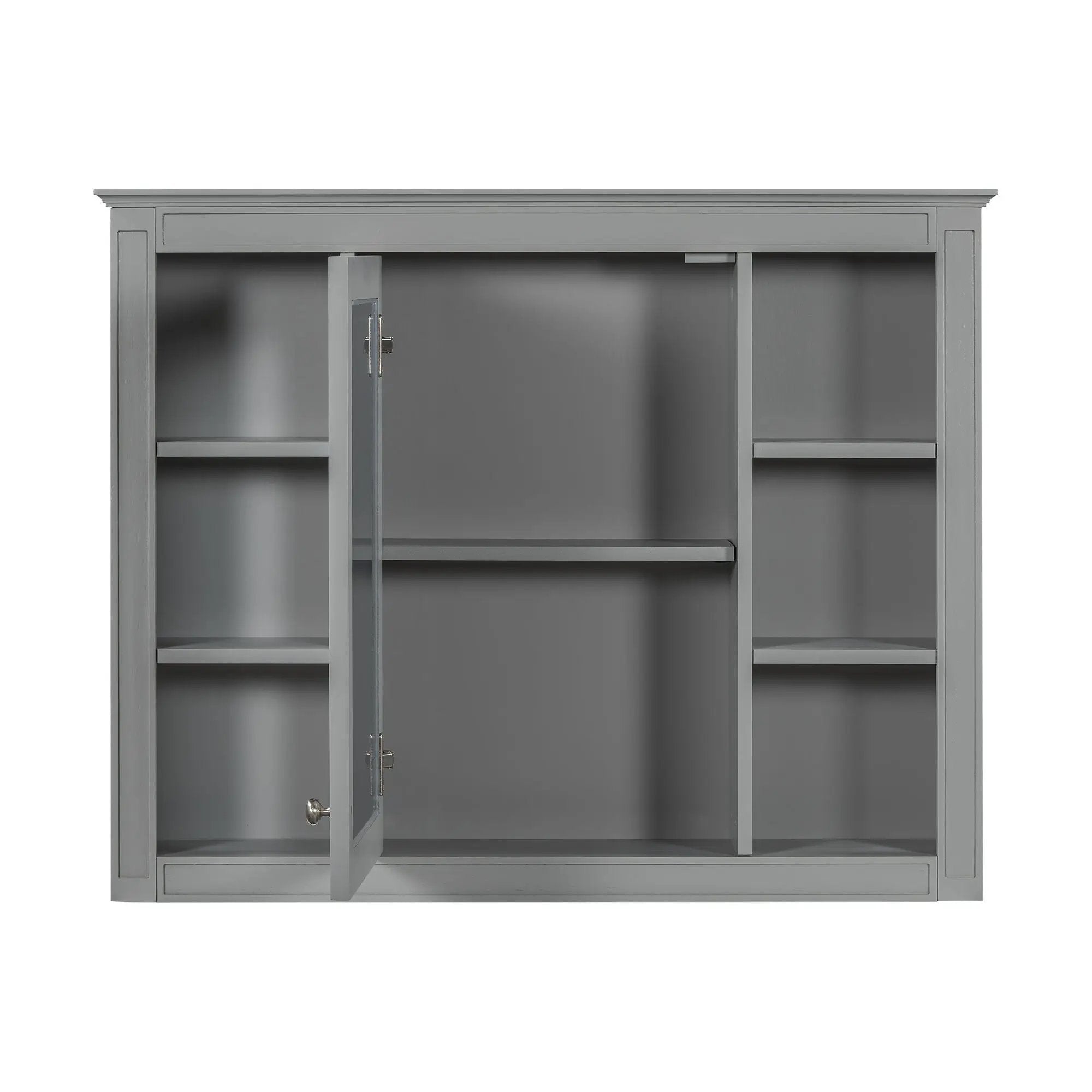 Wall Mounted Medicine Cabinet With Mirror, Storage Cabinet Featuring 6 Open Shelves And Adjustable Interior by HouseOfZazla
